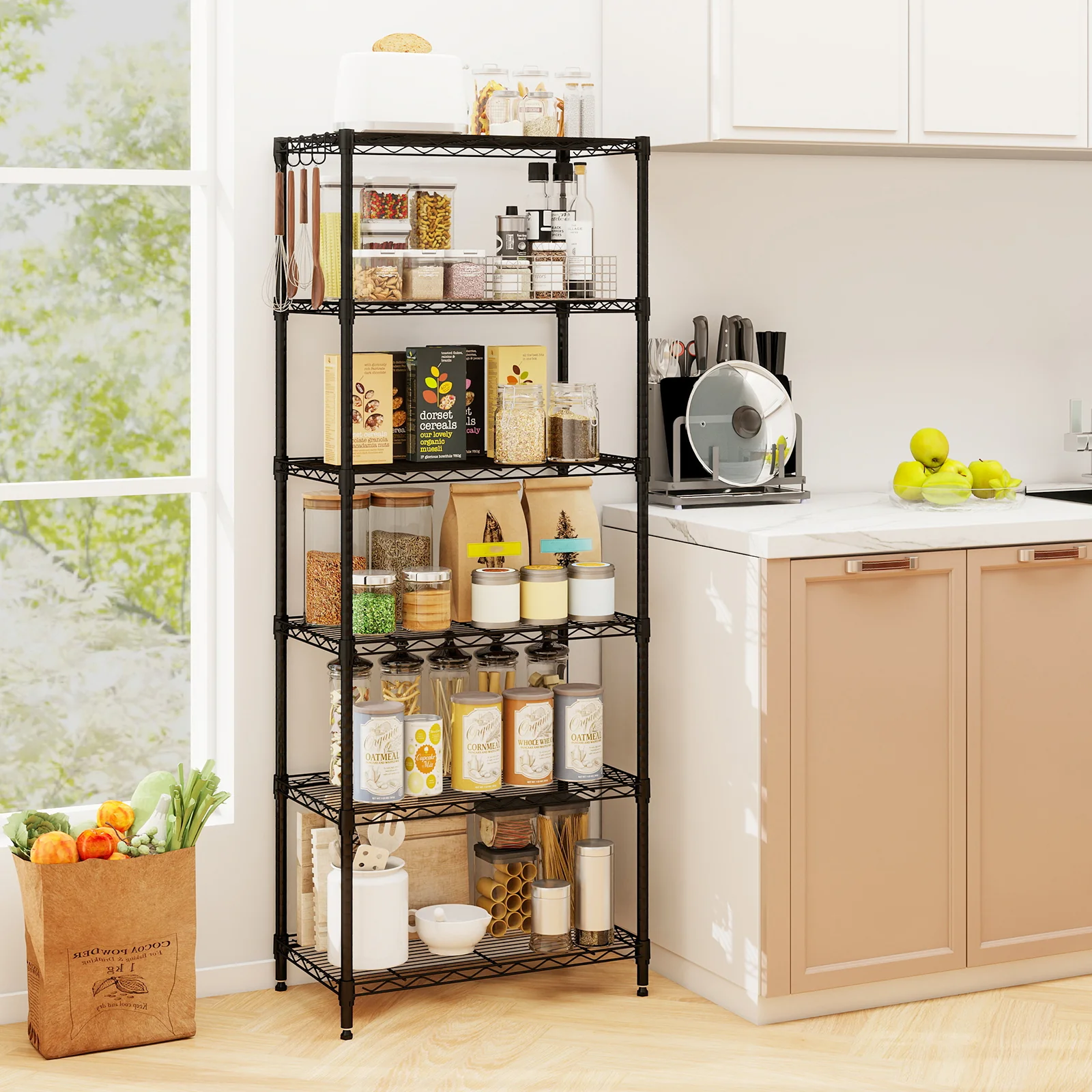 Set of 2 4-Tier Metal Storage Shelving Unit with V-Shaped Wire Rack and 1000 LBS Capacity, Black - Image 5