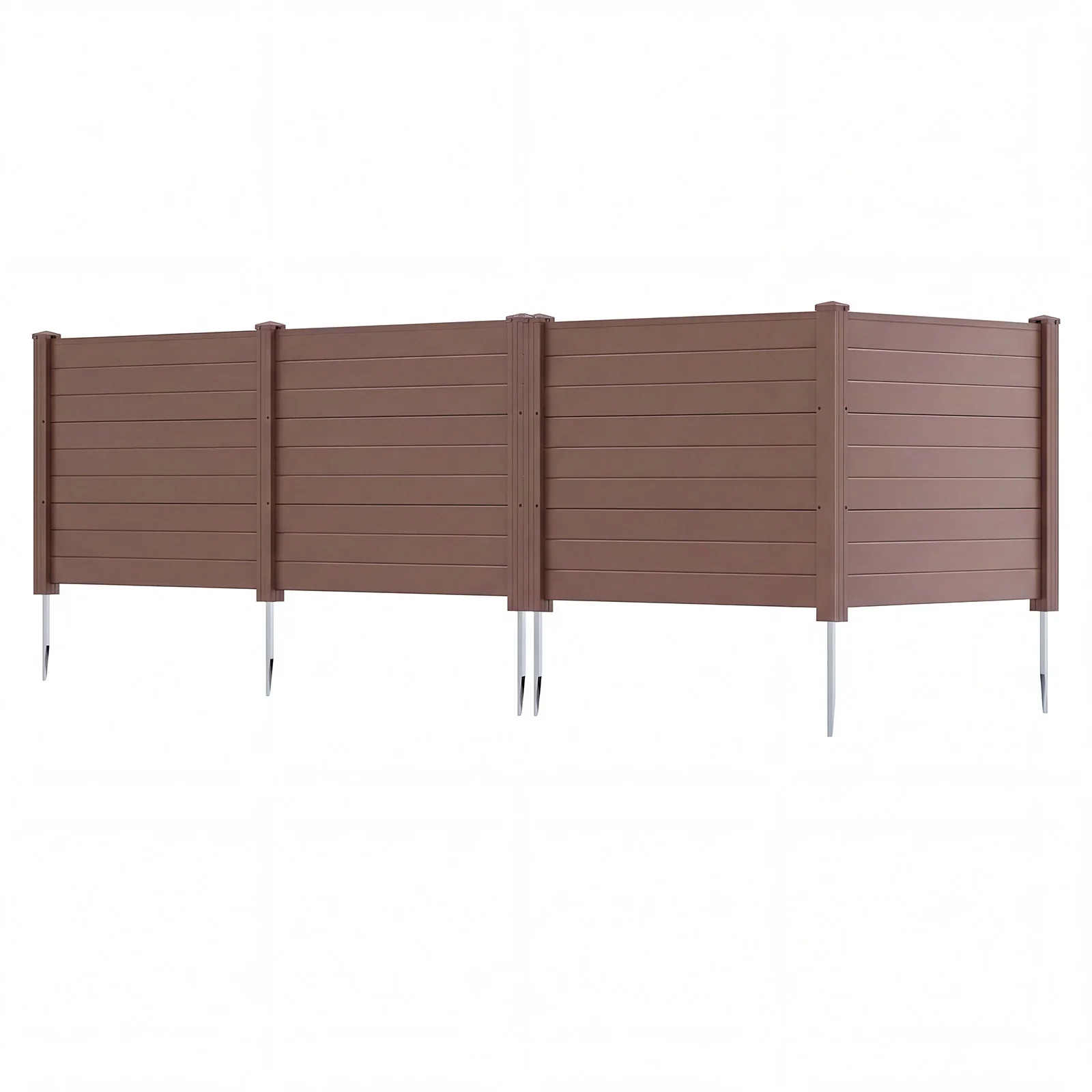 Set Of 2, 48 x 38 Inch AC Fence Panels, Metal Ground Stakes, Brown