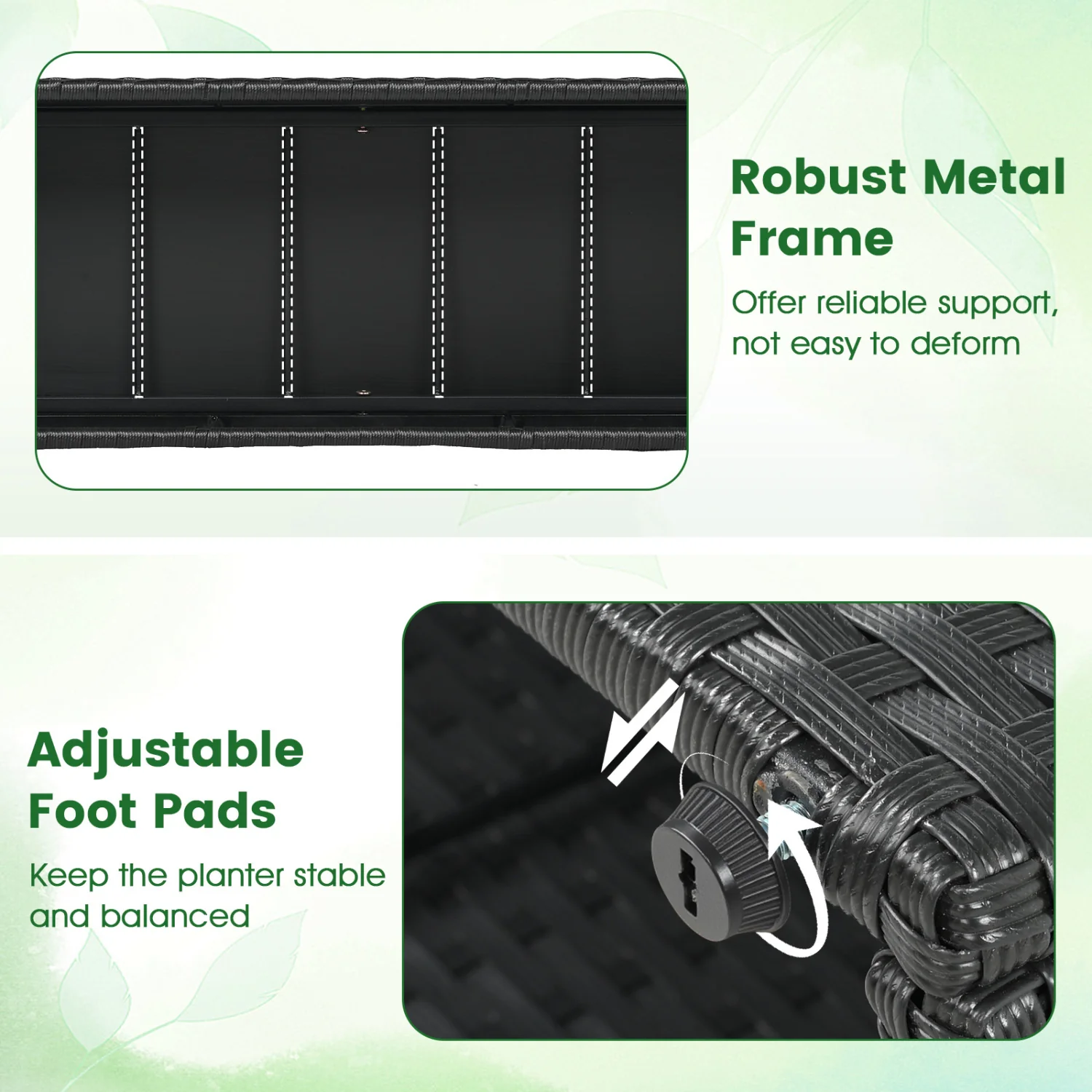 Set Of 2 49 Inch Raised Garden Bed, Trellis, Wicker Planter Box, Black - Image 6