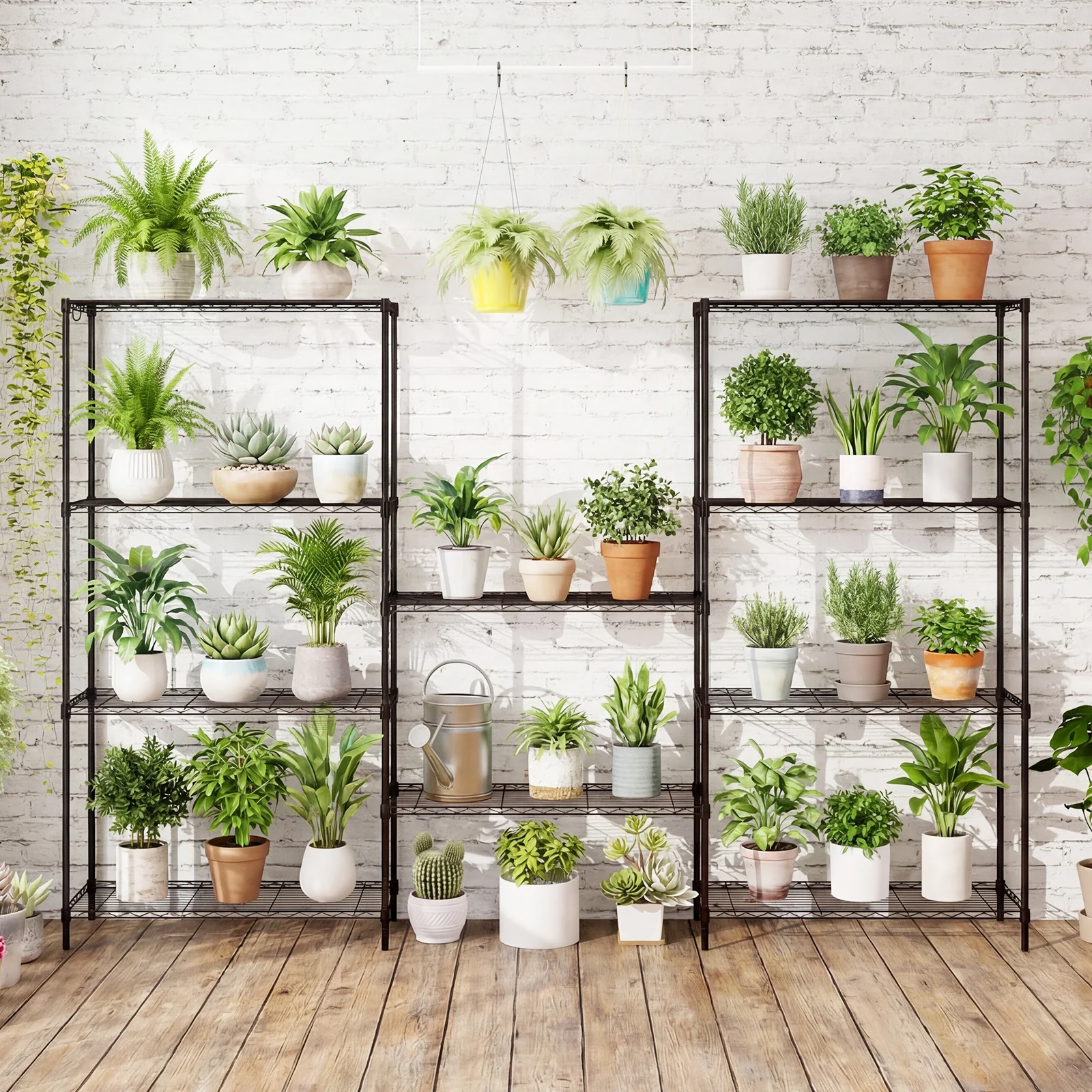 Set of 2 5-Tier Metal Storage Shelving Unit with V-Shaped Wire Rack and 1250 LBS Capacity, Black - Image 2