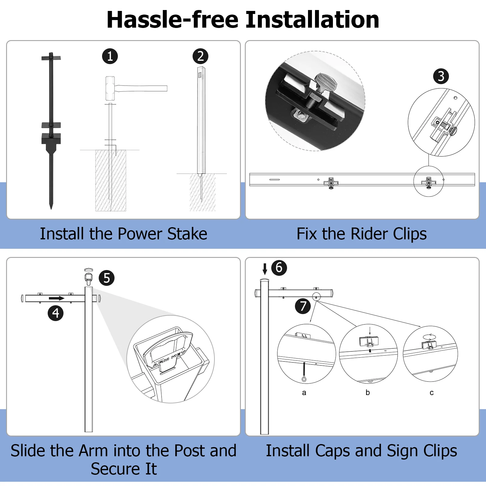 Set Of 2 6 Feet Vinyl UPVC Real Estate Yard Sign Post, Black - Image 9