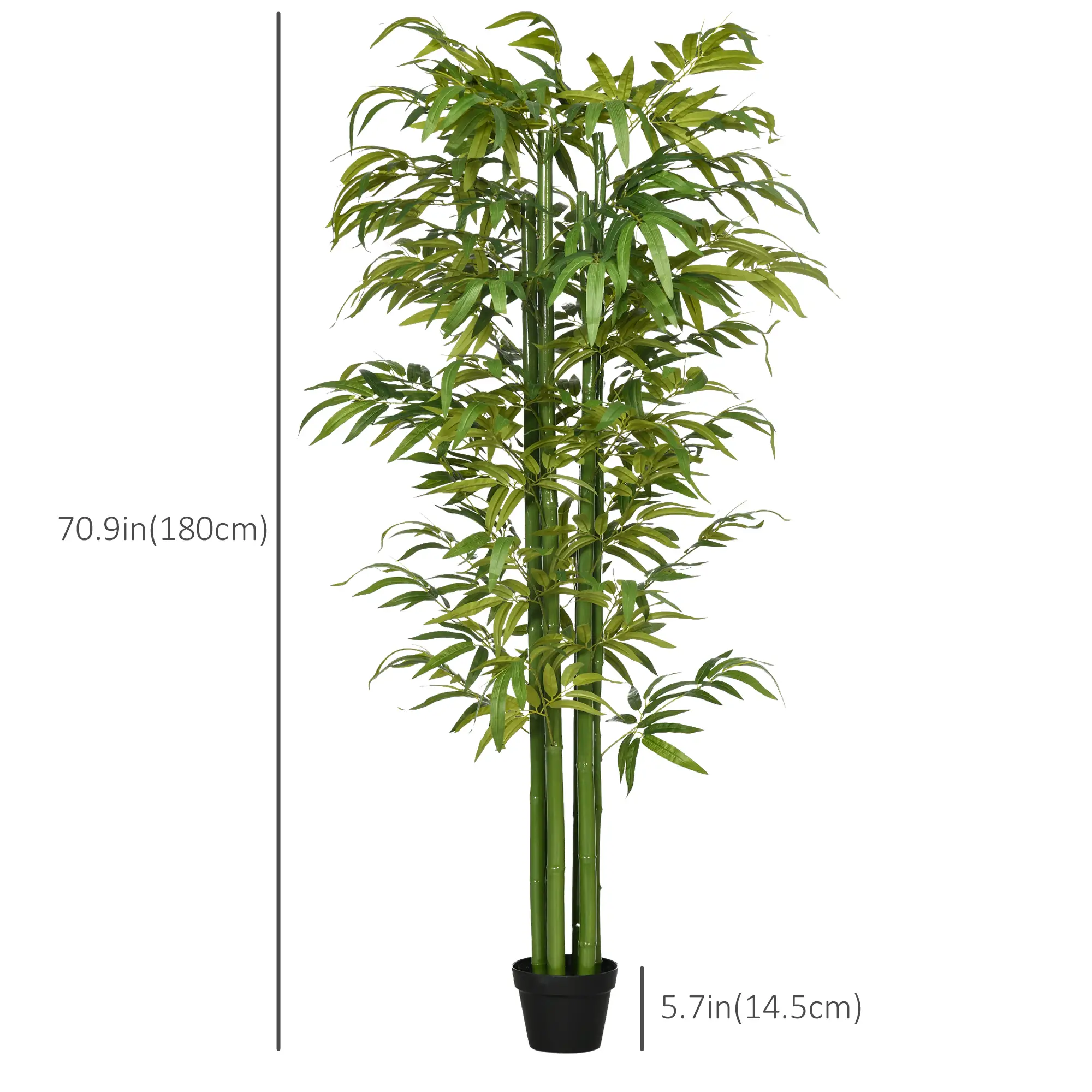 Set of 2 6 FT Artificial Bamboo Trees in Pot, Home Office Decor, Green - Image 3
