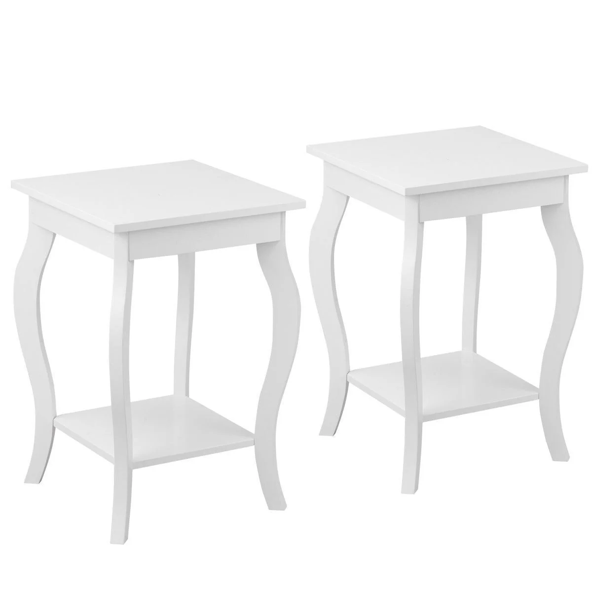 Set of 2 Accent Side Tables with Shelf, White - Image 4