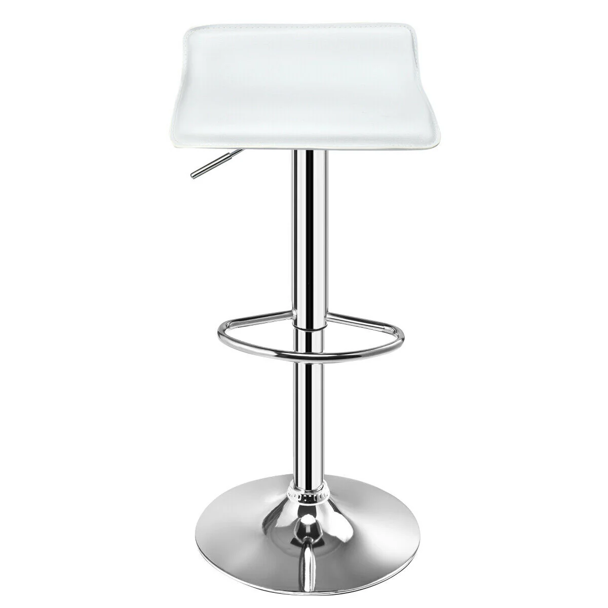 Set Of 2 Adjustable PU Leather Backless Bar Stools, White - Image 9