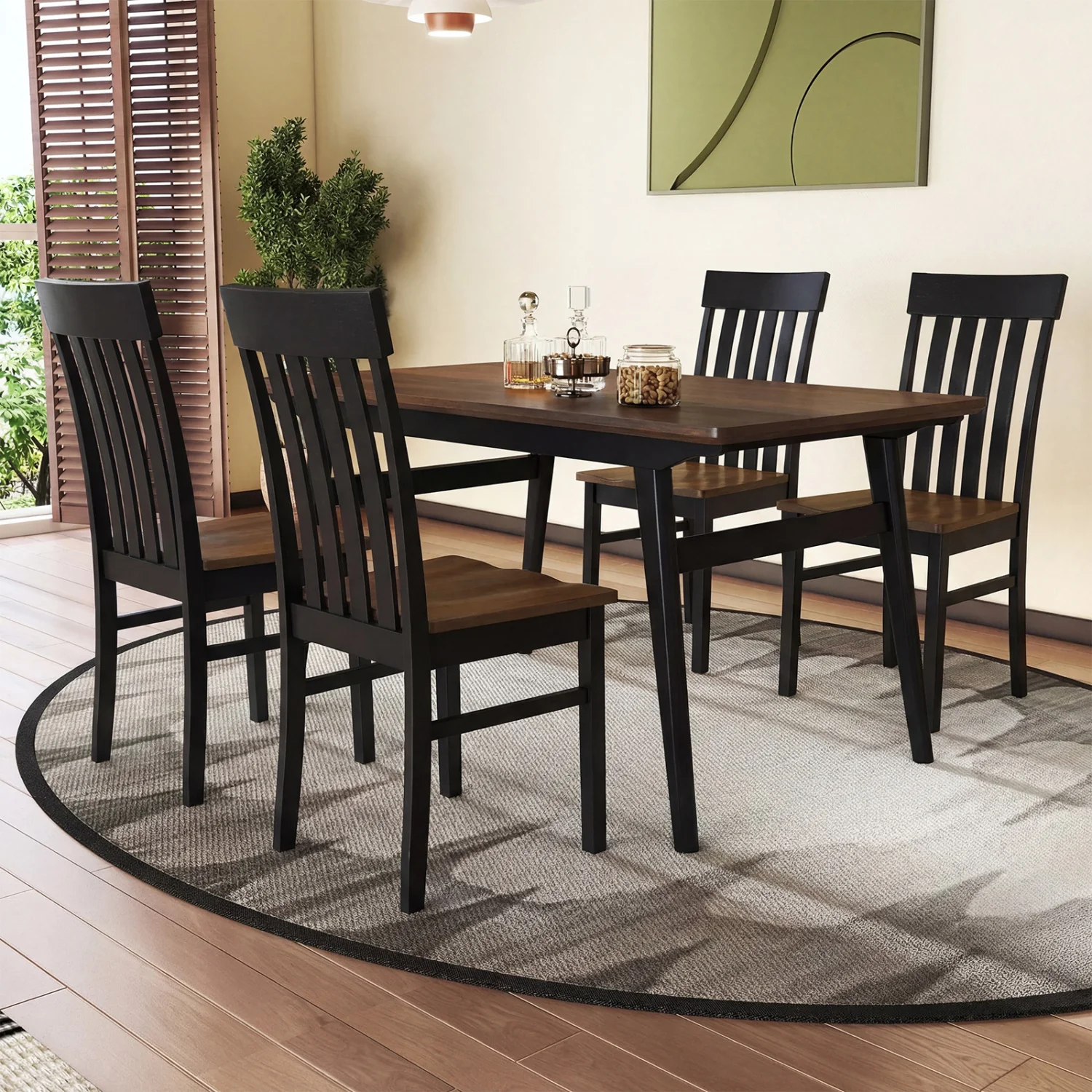 Set of 2 Armless Kitchen Dining Chairs, Black - Image 3