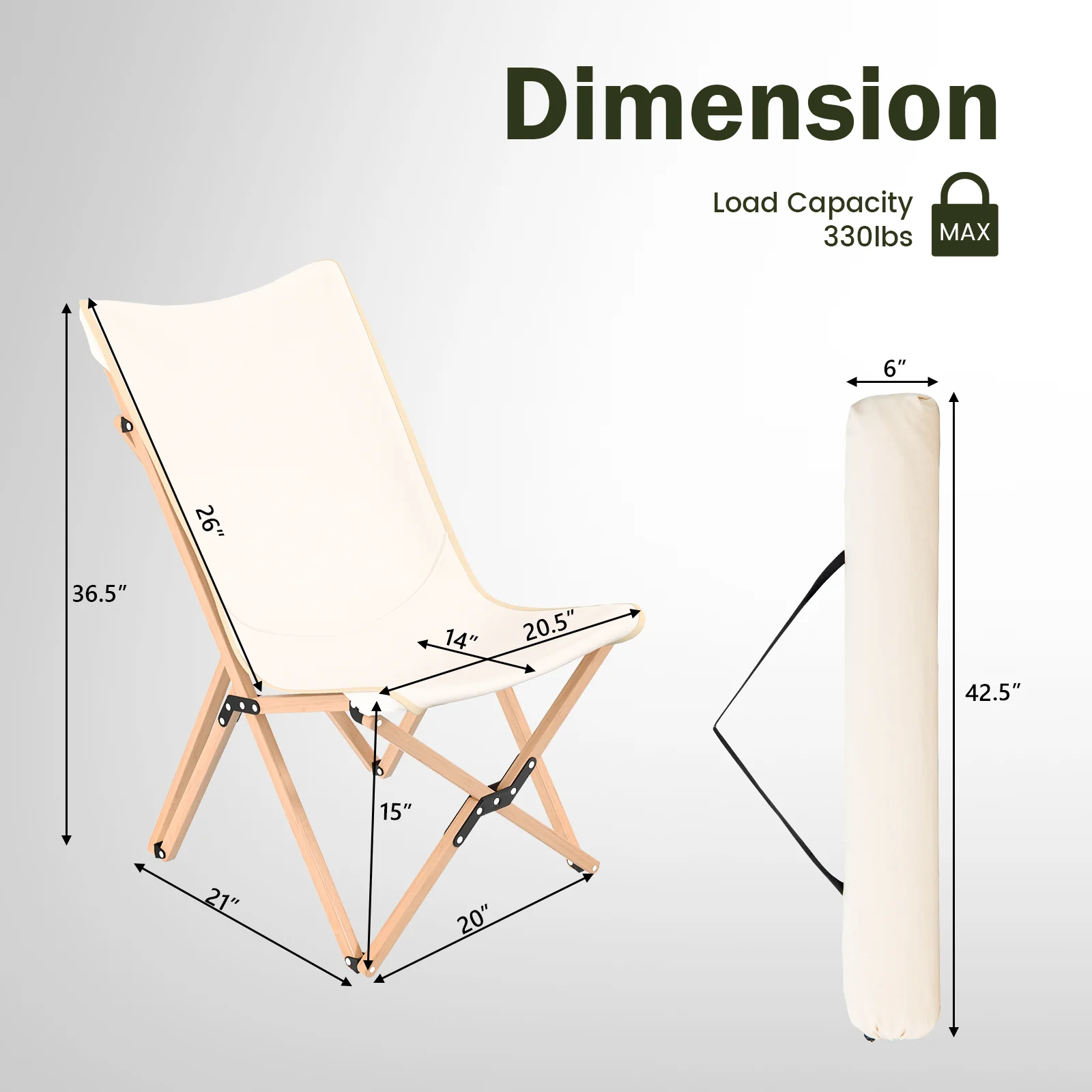 Set Of 2 Bamboo Dorm Chair With Storage Pocket, Beige - Image 6