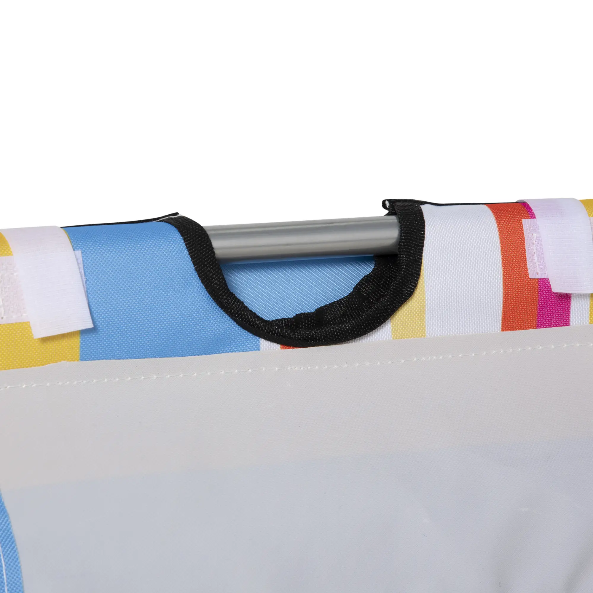 Set of 2 Beach Lounge Chairs, Padded Folding Mat, Adjustable Back, Steel Frame, Head Pillow, Carry Bag, Colorful Stripes, Colorful - Image 10