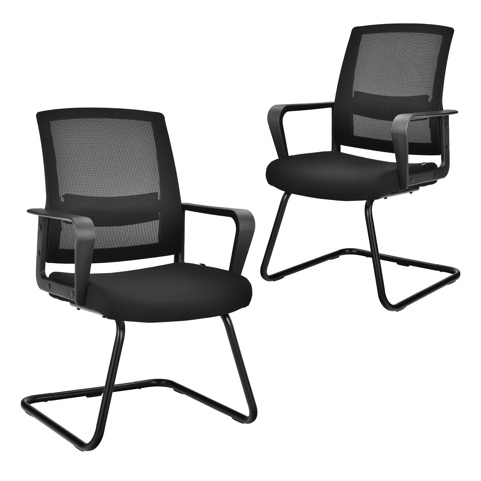Set Of 2 Conference Chairs, Lumbar Support, Black