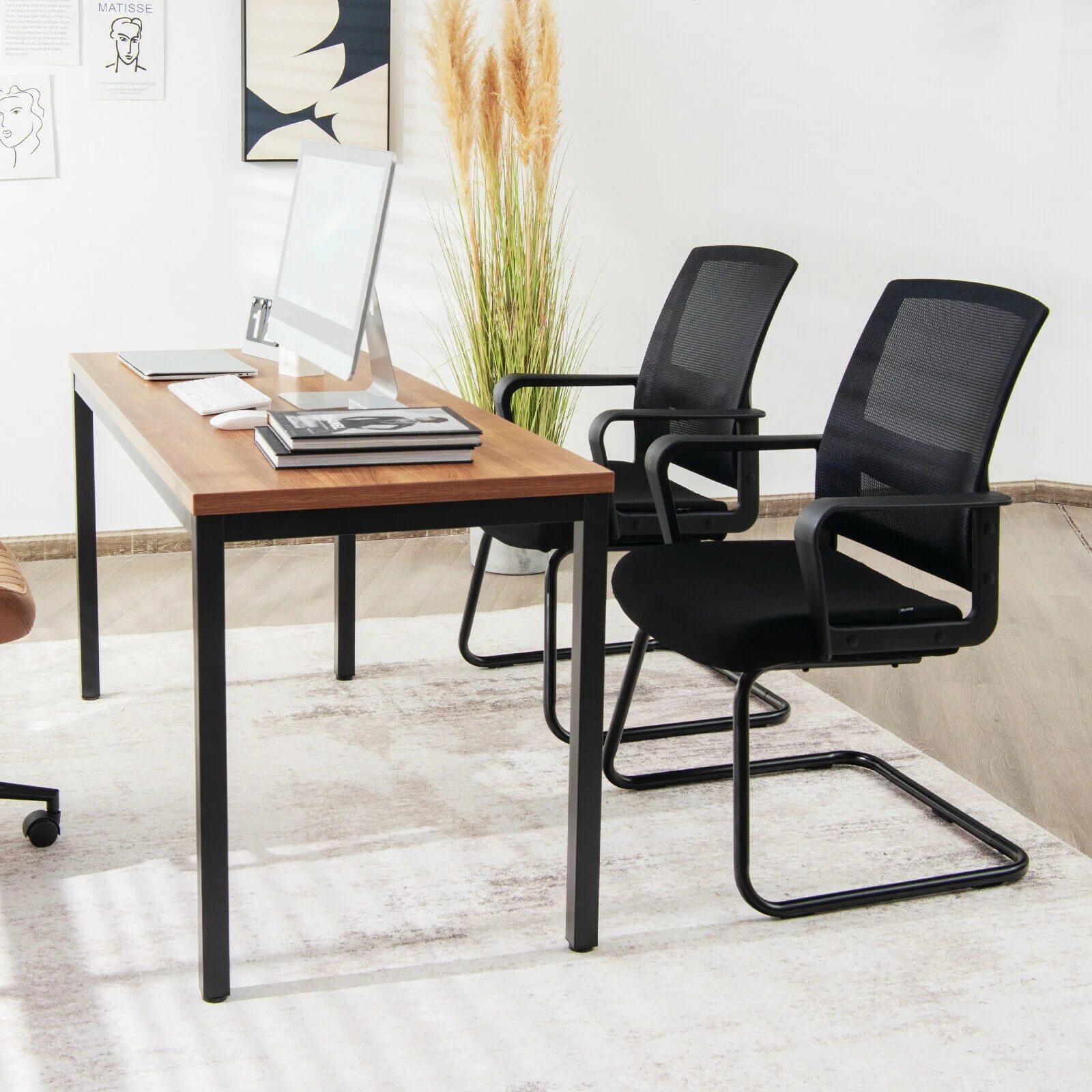 Set Of 2 Conference Chairs, Lumbar Support, Black - Image 3