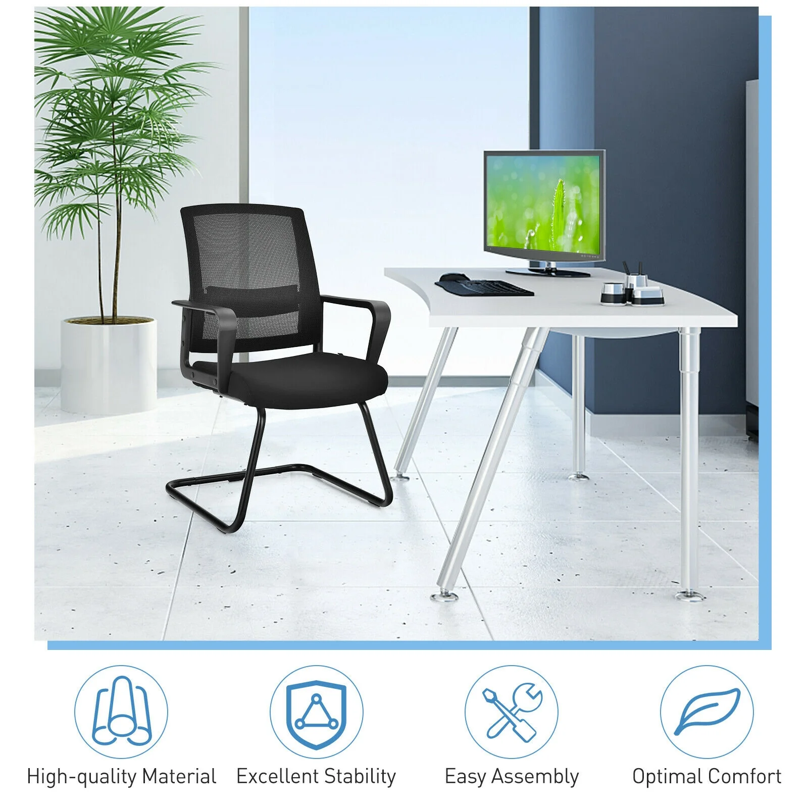 Set Of 2 Conference Chairs, Lumbar Support, Black - Image 4