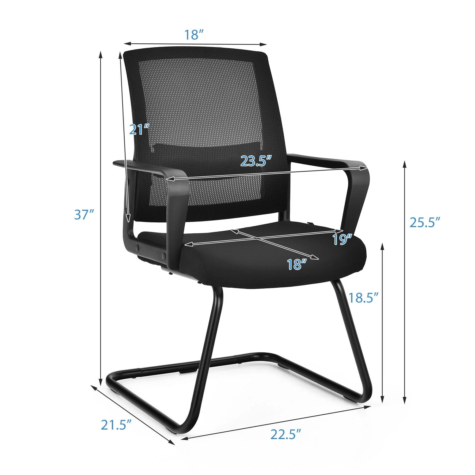 Set Of 2 Conference Chairs, Lumbar Support, Black - Image 5