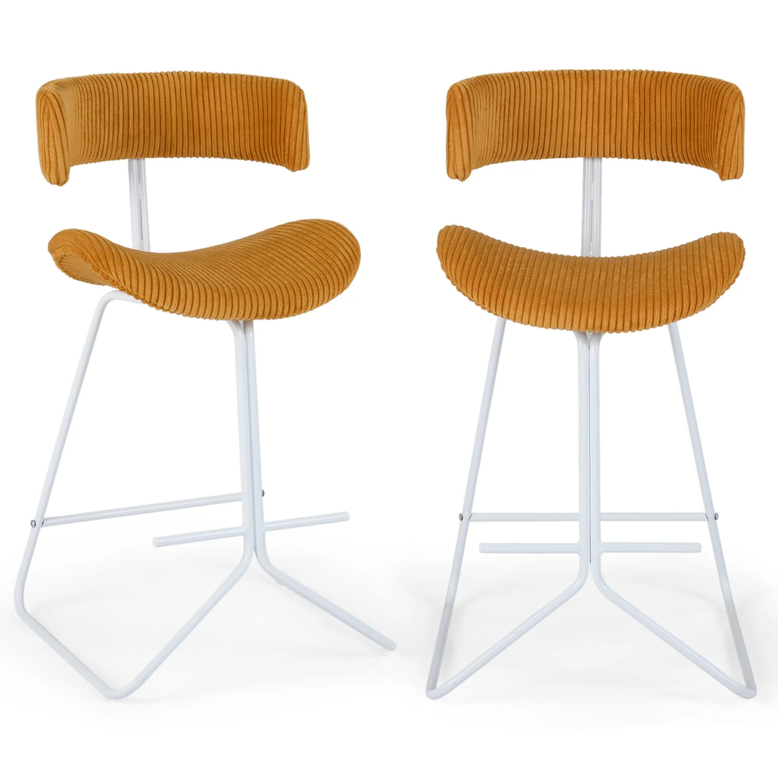 Set Of 2 Counter Height Stools, 25 Inch, Orange