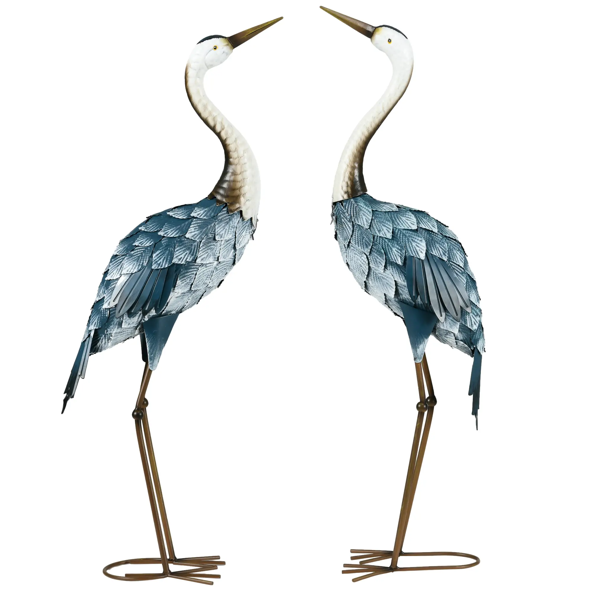 Set of 2 Crane Garden Sculptures, 28.5"-29.1", Blue - Image 11