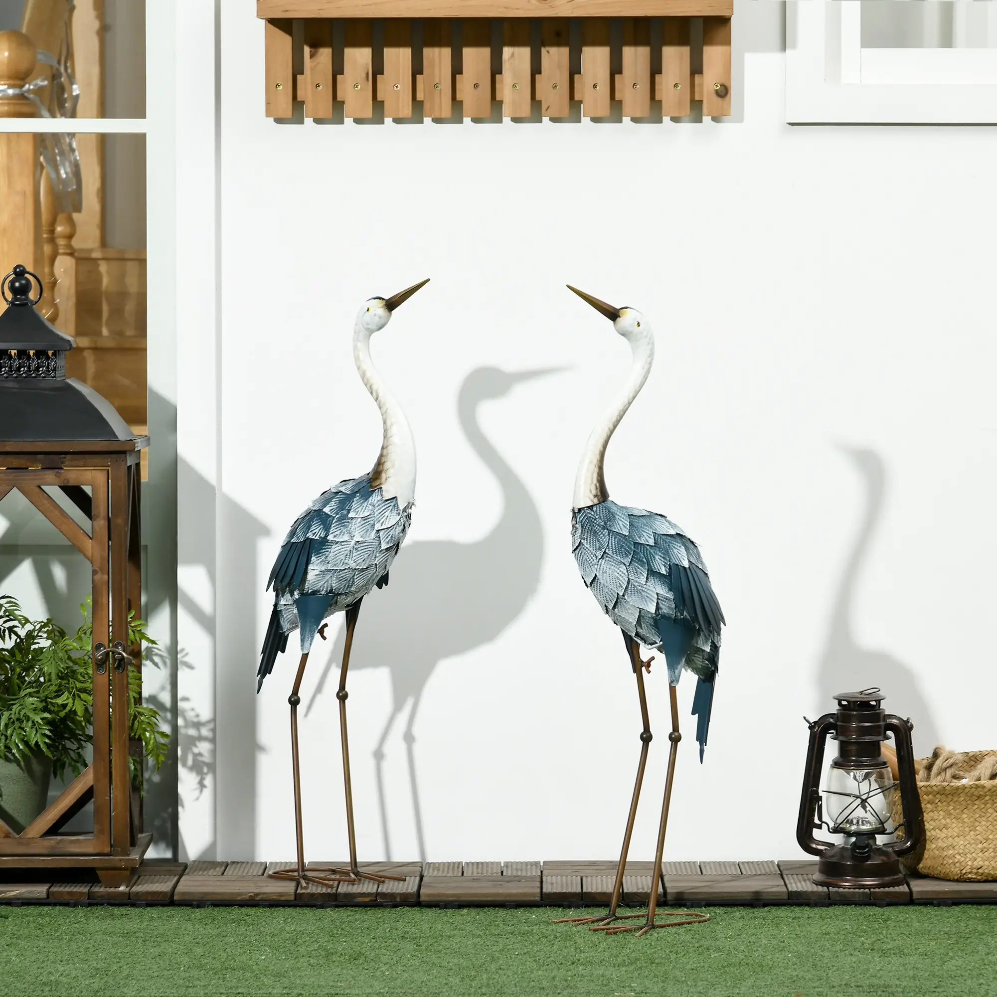 Set of 2 Crane Garden Sculptures, 28.5"-29.1", Blue - Image 2
