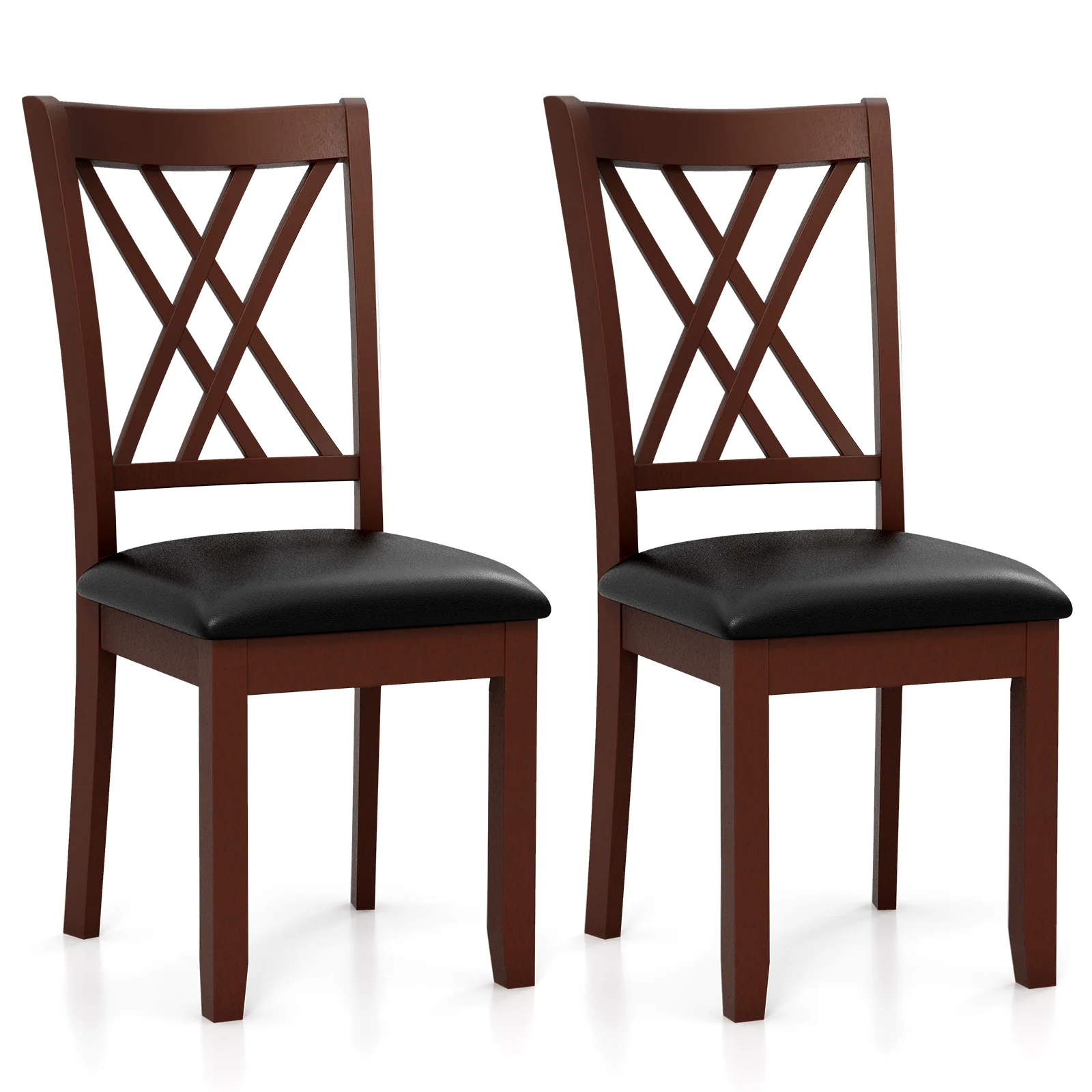 Set Of 2 Dining Chairs, With Backrest And Padded Seat, Brown - Image 4