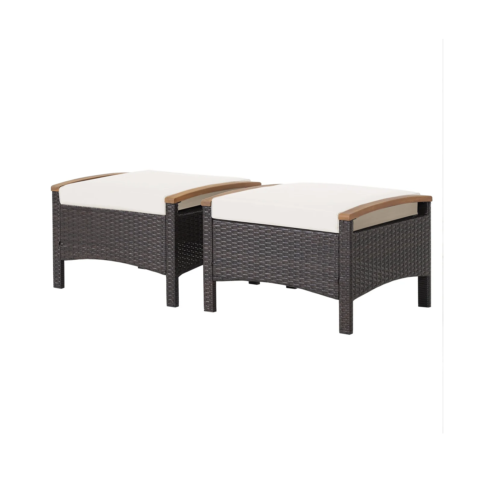 Set Of 2 Fade-Resistant Wicker Patio Ottoman, White - Image 5