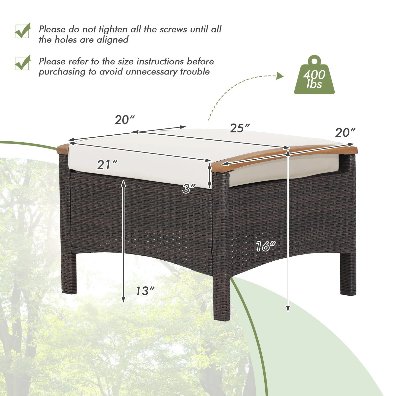 Set Of 2 Fade-Resistant Wicker Patio Ottoman, White - Image 6