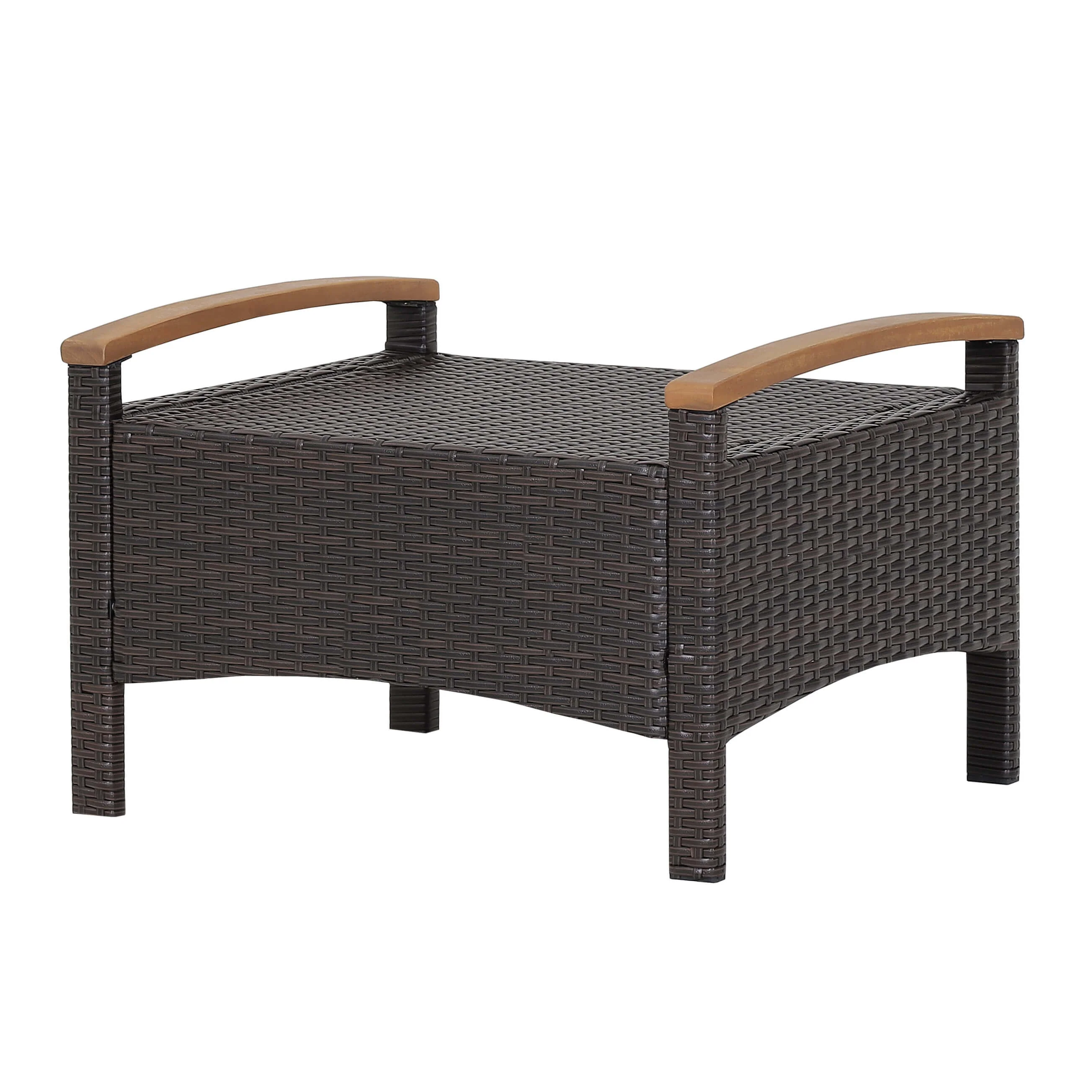 Set Of 2 Fade-Resistant Wicker Patio Ottoman, White - Image 7