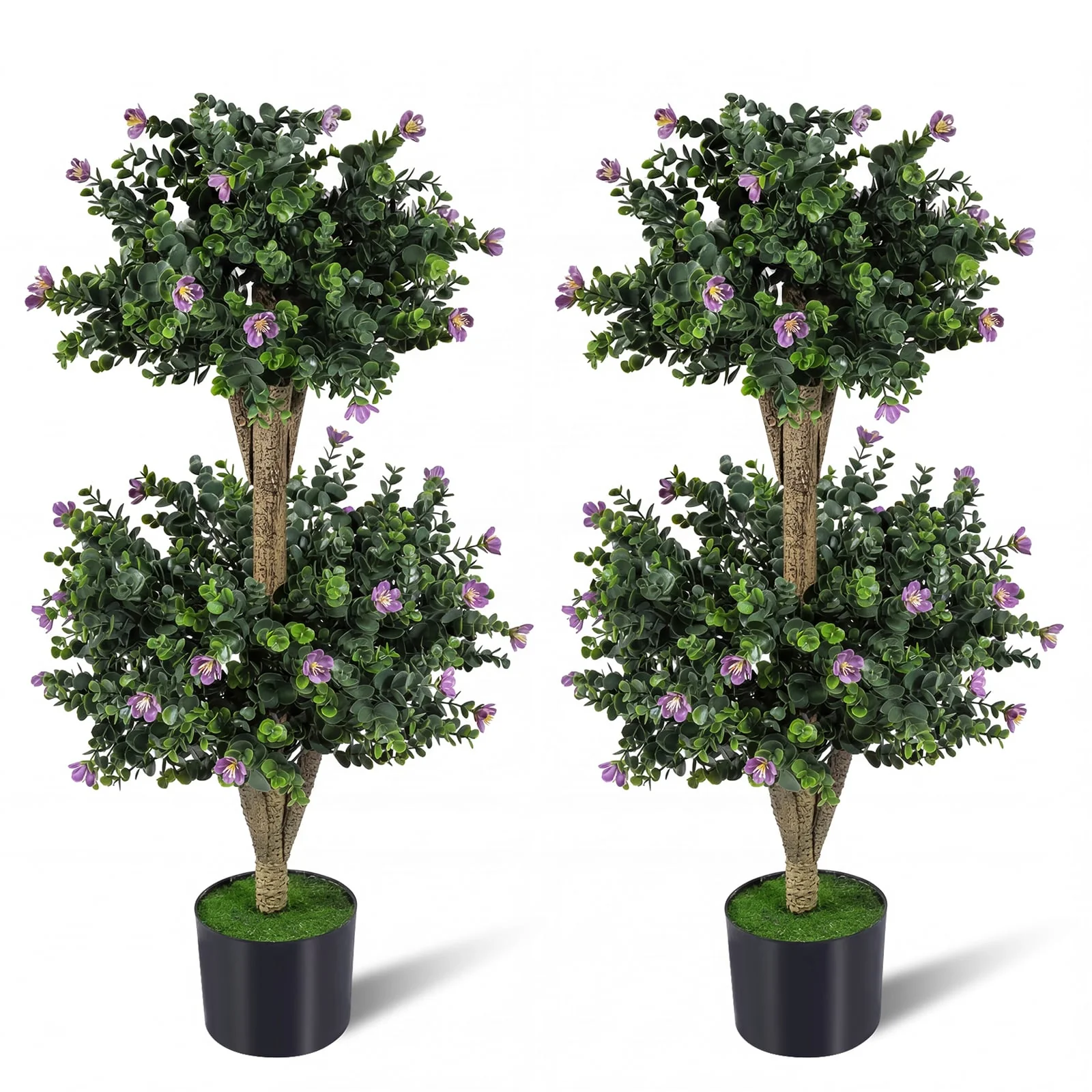Set Of 2 Faux Bush Plant, 41 Blossoms, Multicolor