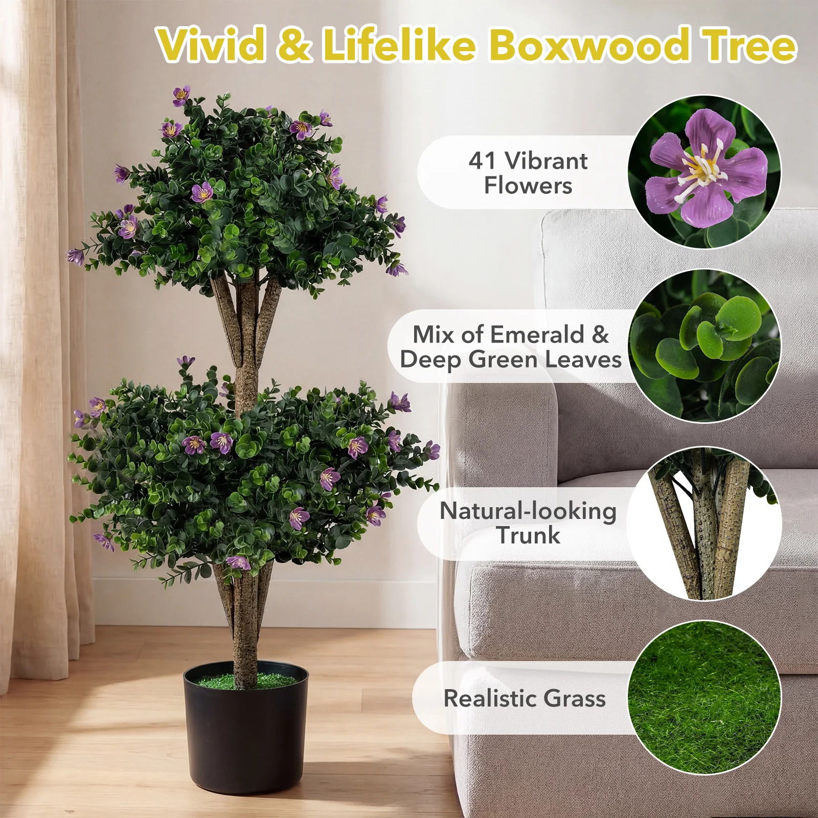 Set Of 2 Faux Bush Plant, 41 Blossoms, Multicolor - Image 8