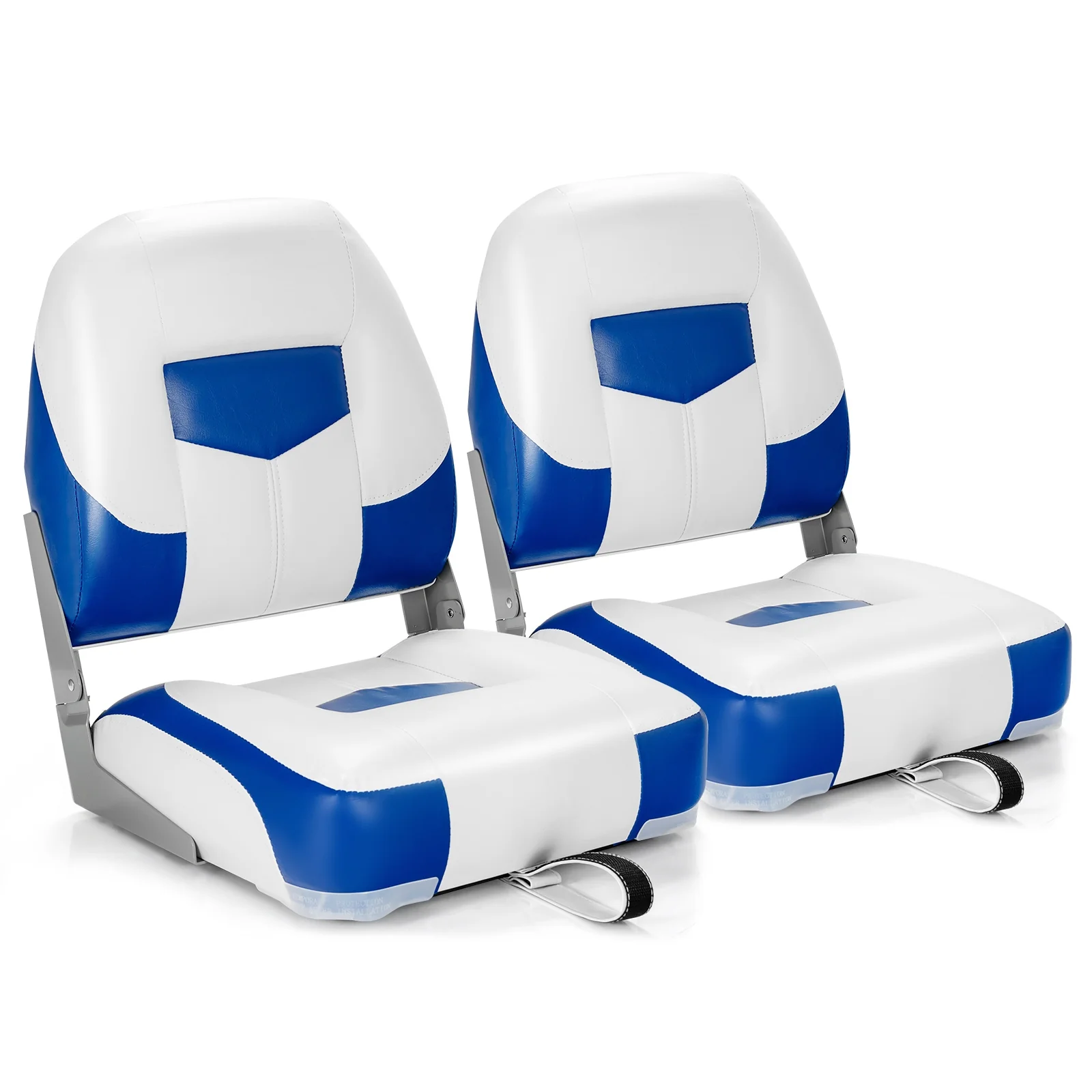 Set Of 2 Folding Low Back Fishing Boat Seats, Blue - Image 4