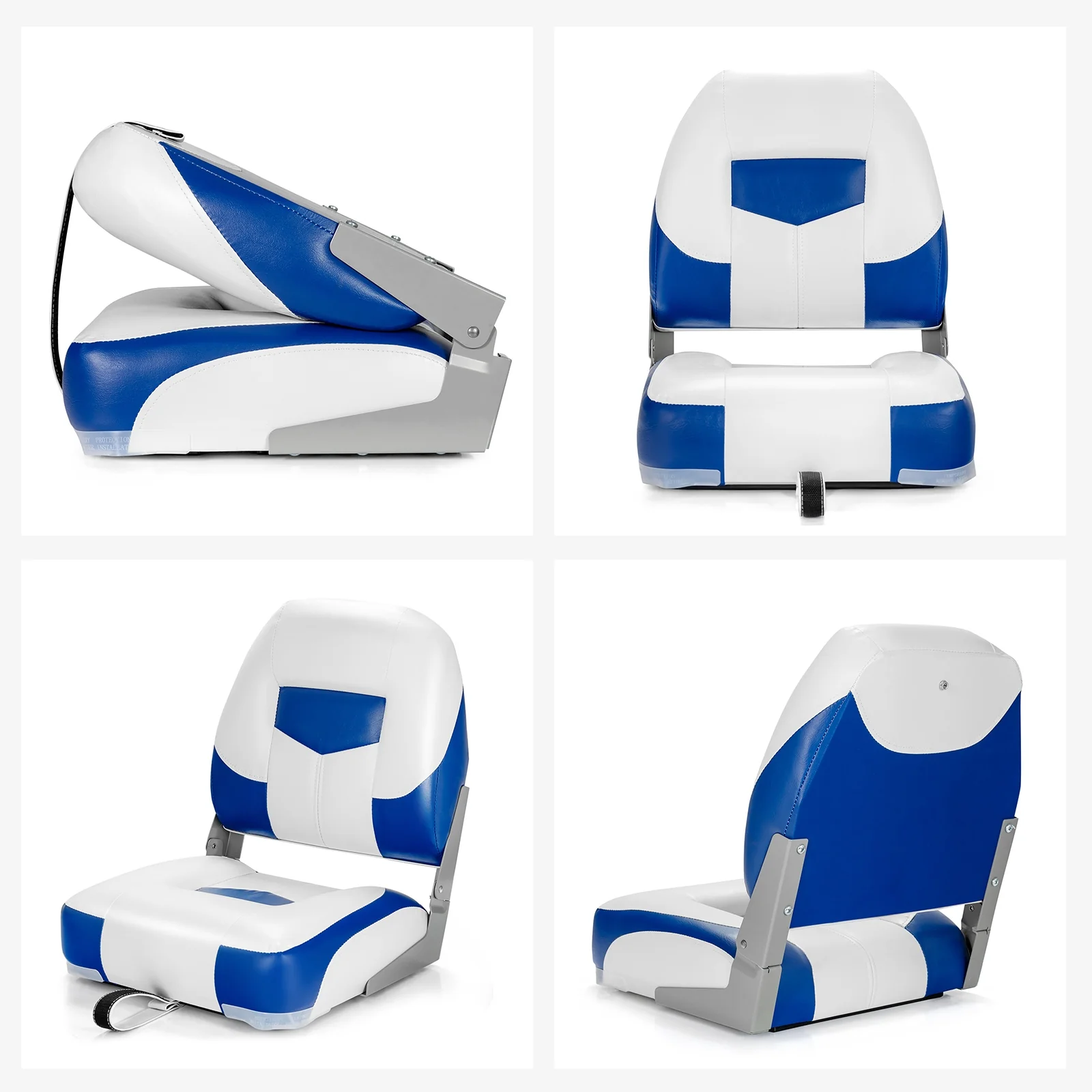 Set Of 2 Folding Low Back Fishing Boat Seats, Blue - Image 8