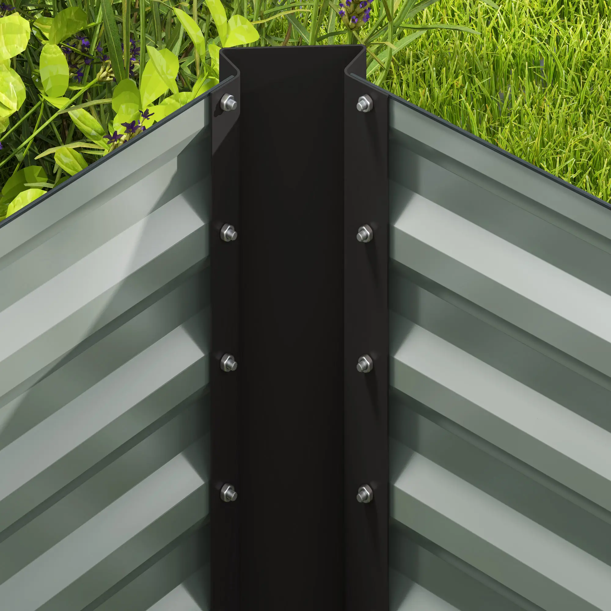 Set Of 2 Galvanized Metal Planters, 4' X 2' X 2' Raised Garden Bed, Dark Grey - Image 10