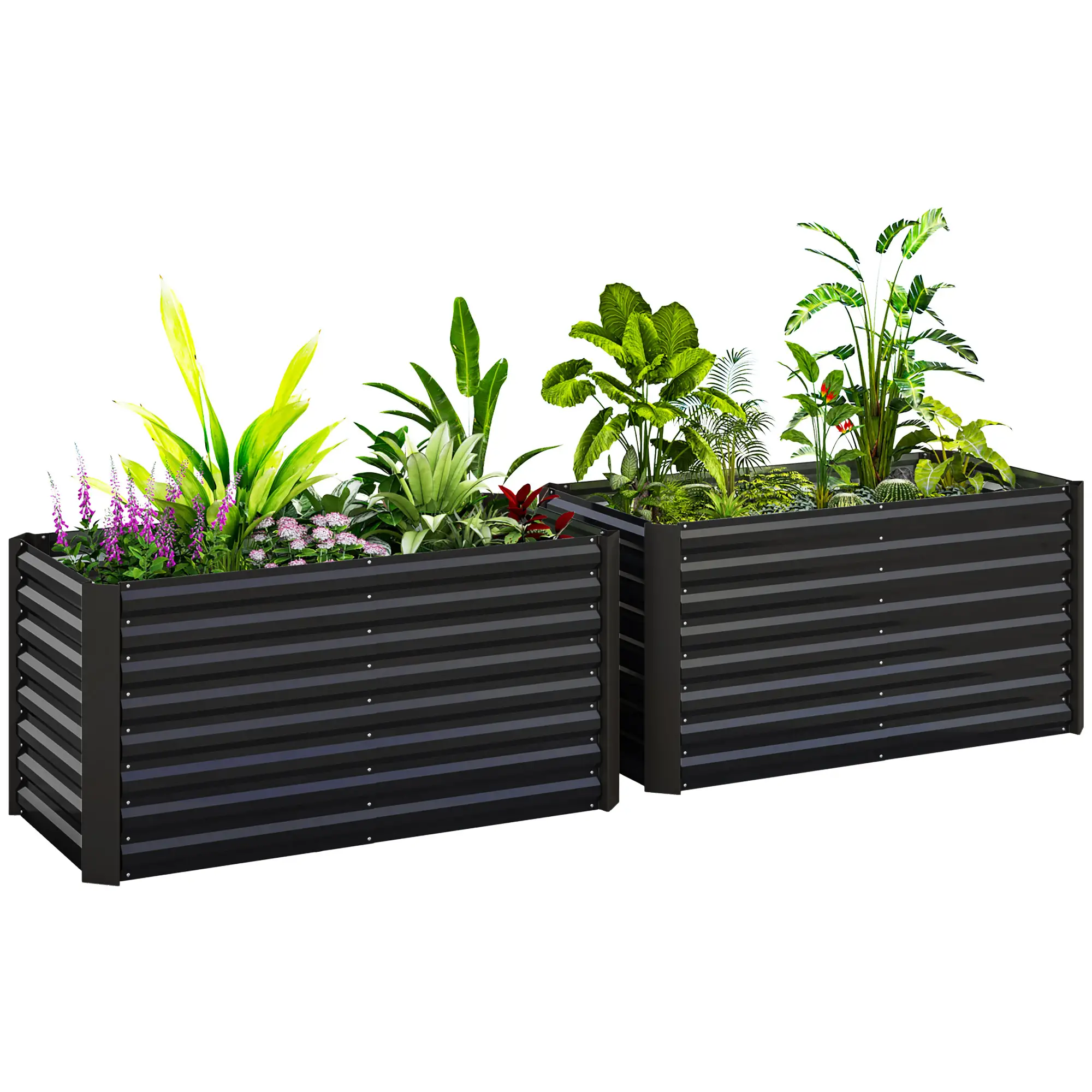 Set Of 2 Galvanized Metal Planters, 4' X 2' X 2' Raised Garden Bed, Dark Grey - Image 11