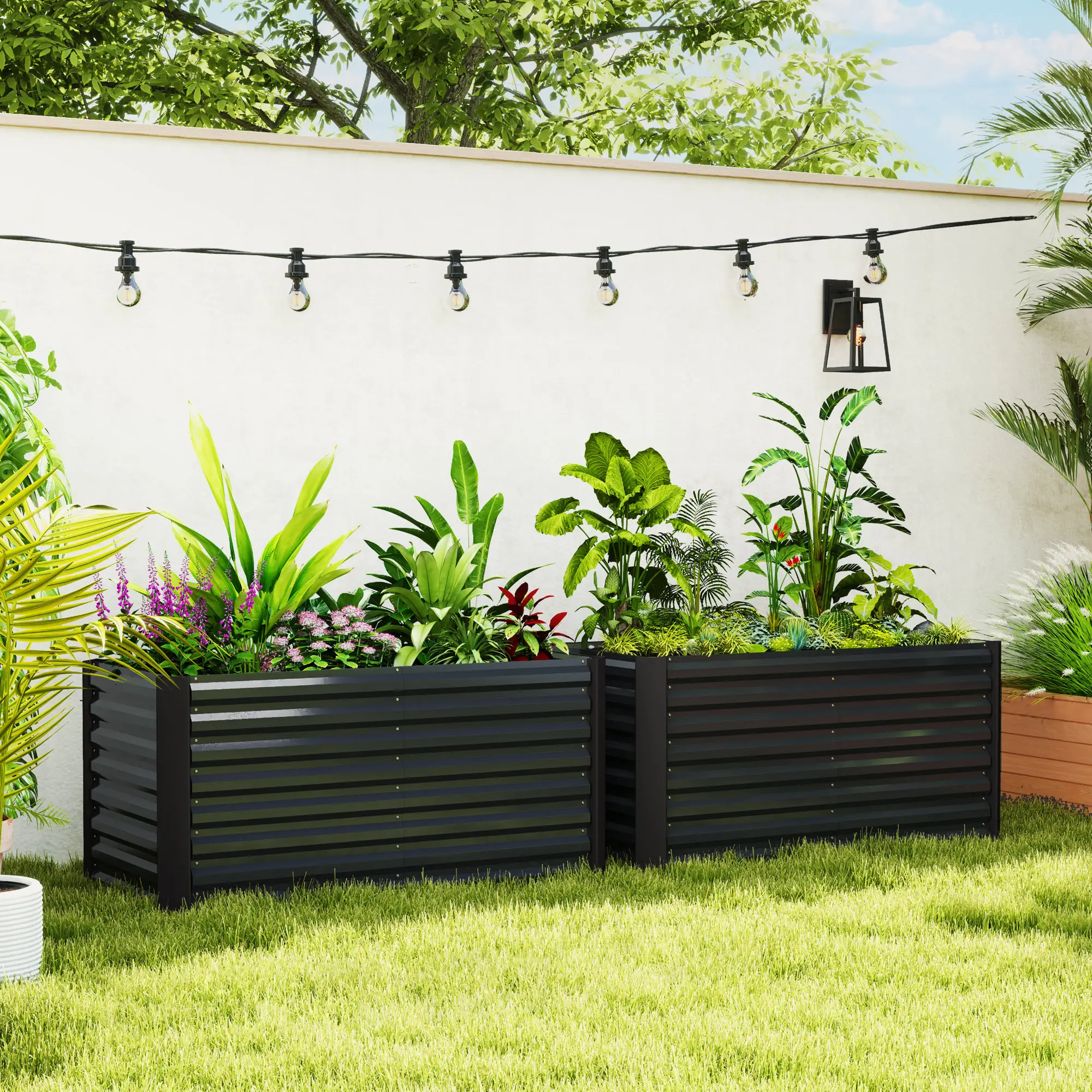 Set Of 2 Galvanized Metal Planters, 4' X 2' X 2' Raised Garden Bed, Dark Grey - Image 8