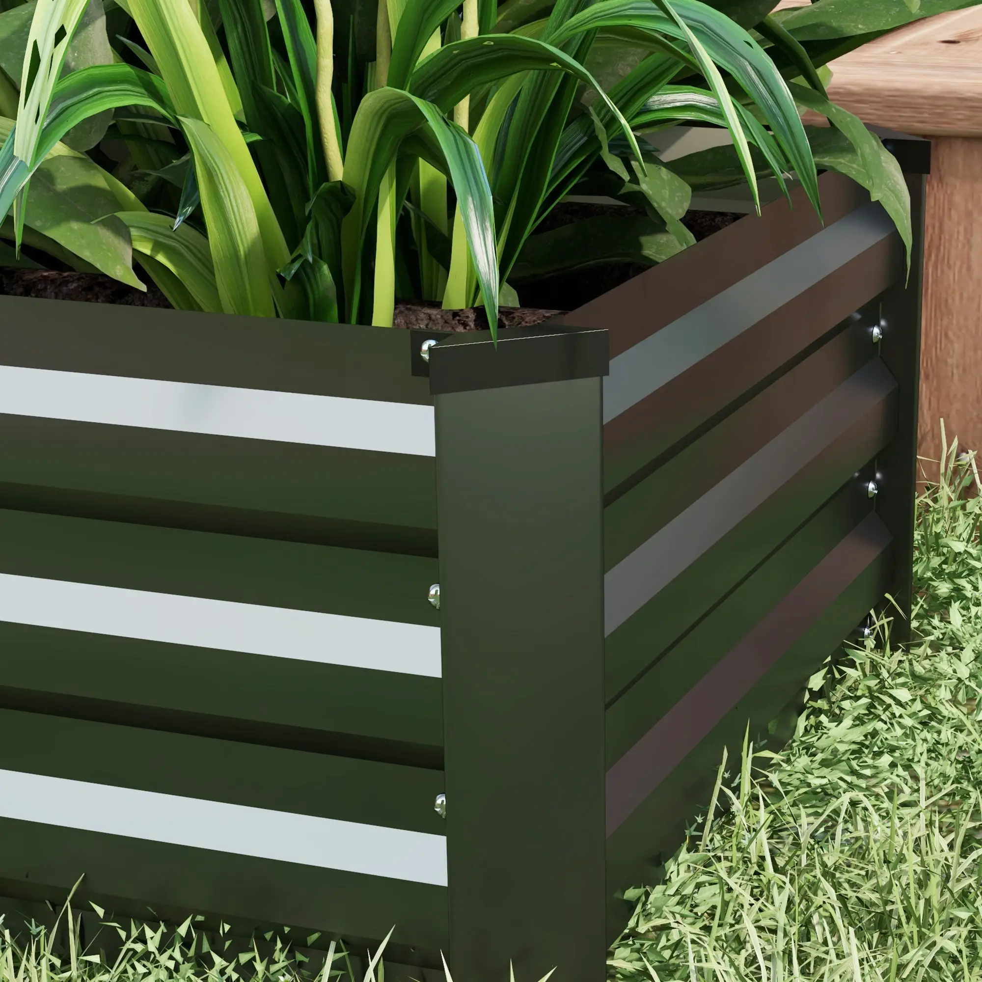 Set of 2 Galvanized Raised Garden Beds, Outdoor Planter Box, Grey - Image 10