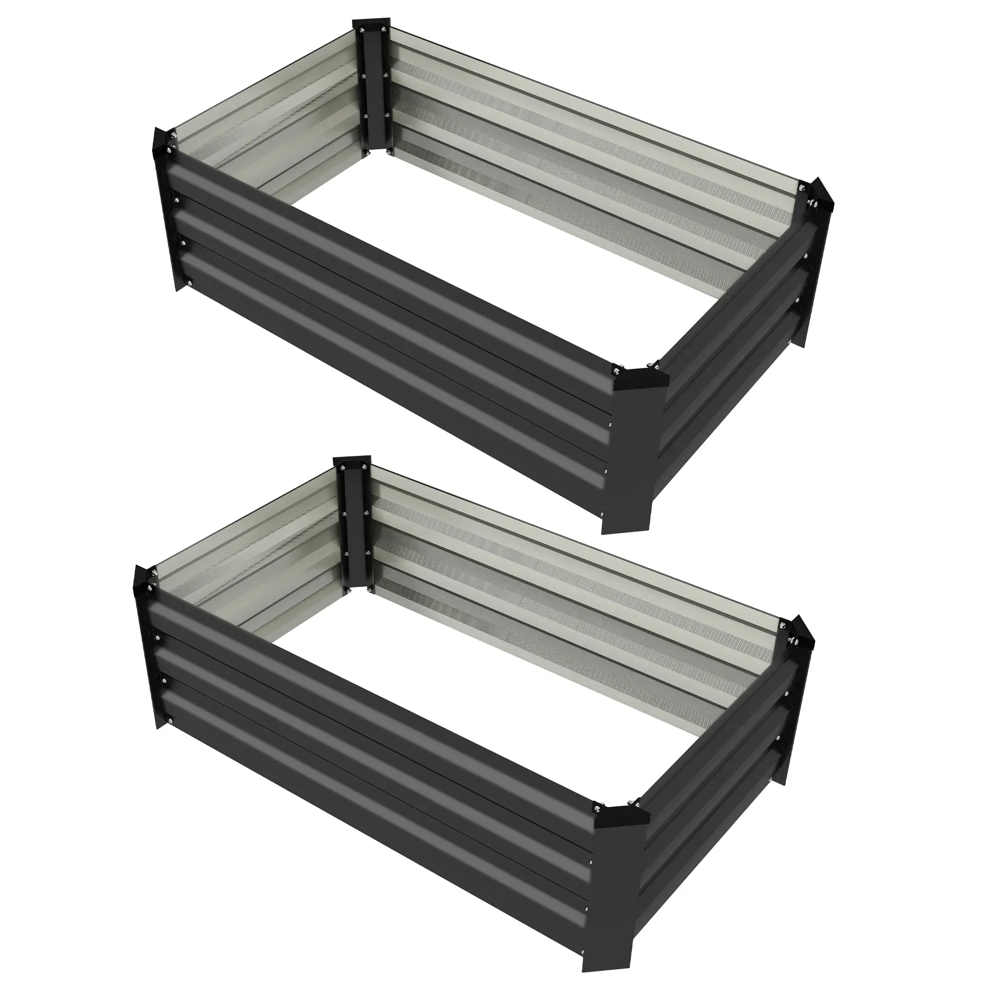 Set of 2 Galvanized Raised Garden Beds, Outdoor Planter Box, Grey - Image 11