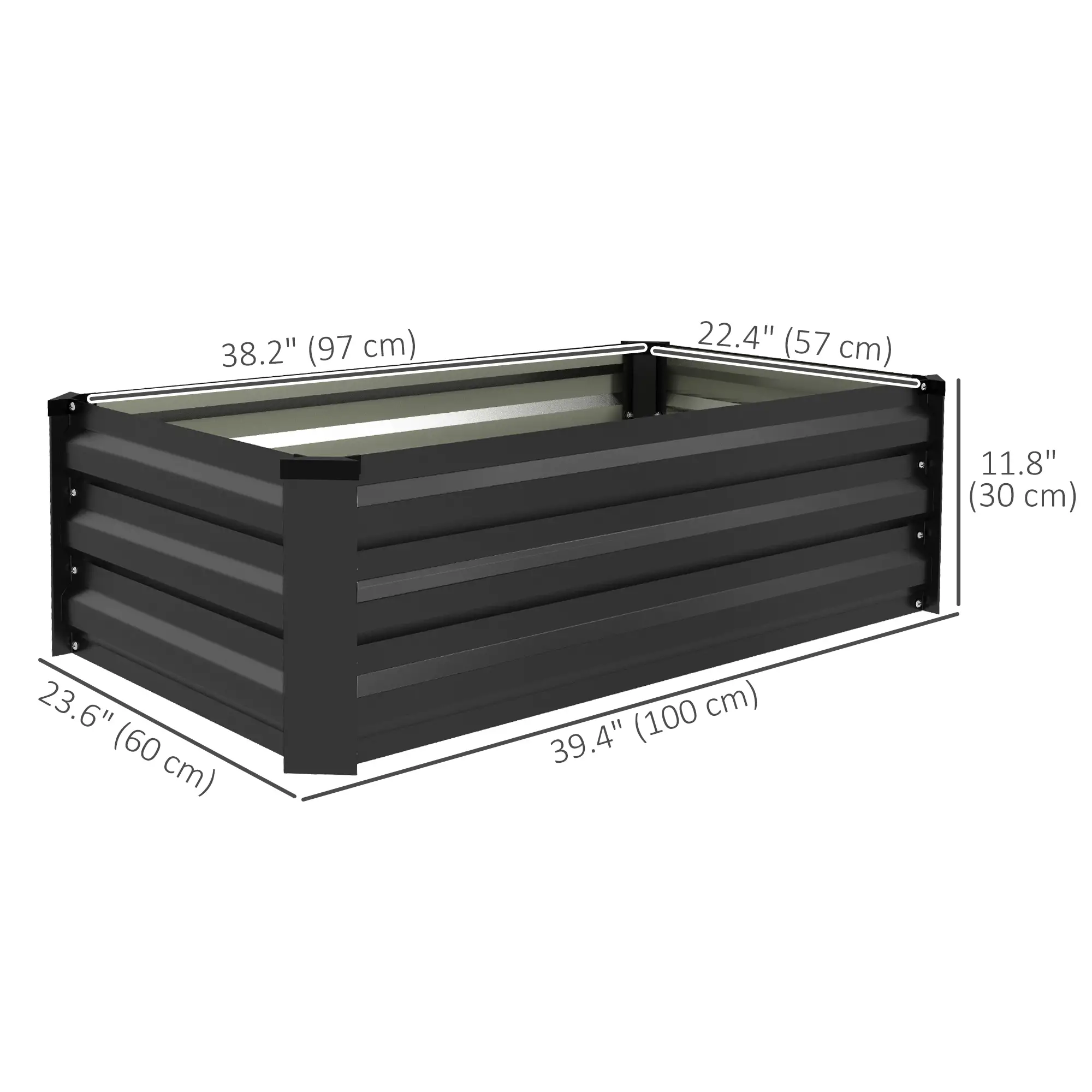 Set of 2 Galvanized Raised Garden Beds, Outdoor Planter Box, Grey - Image 3