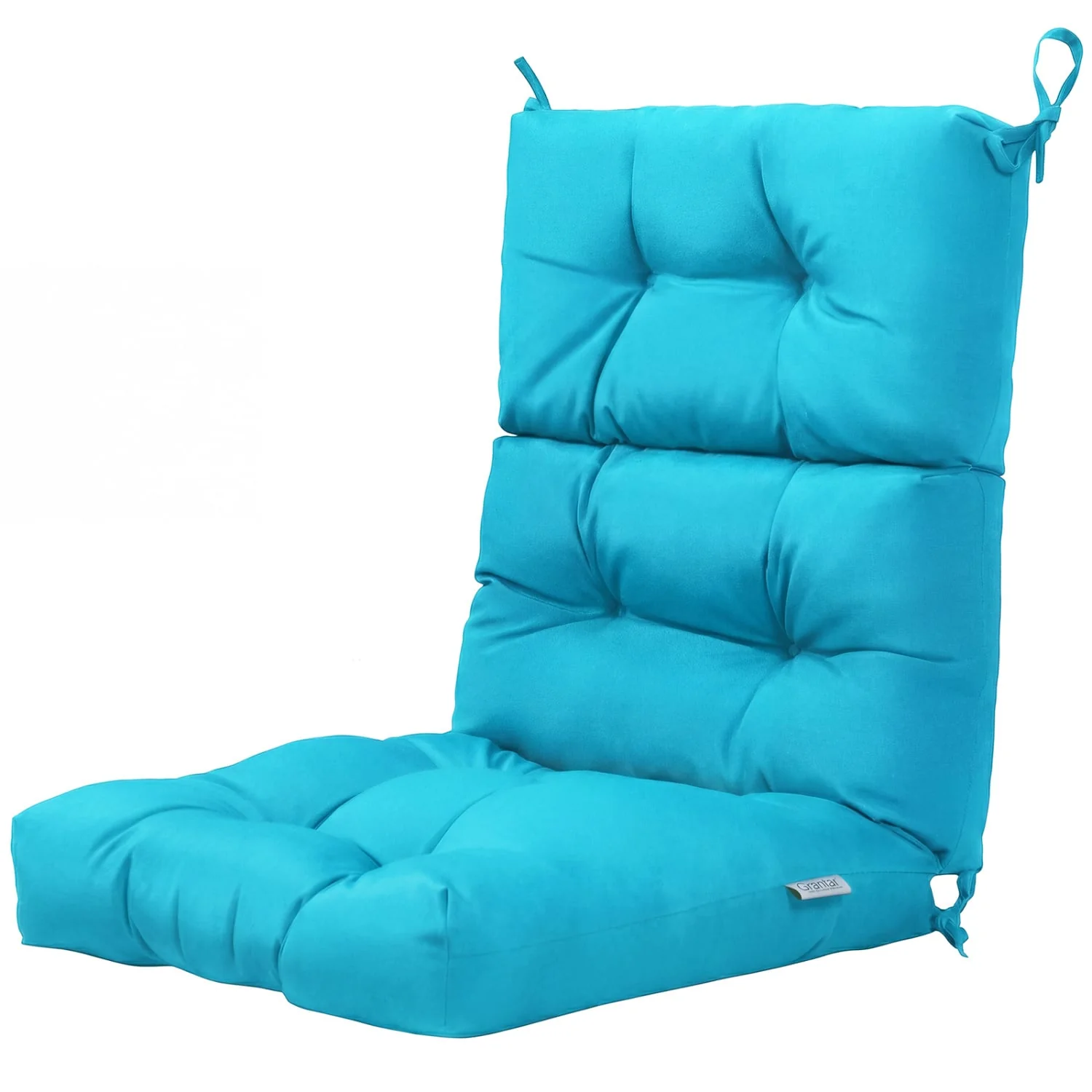 Set Of 2 High Back Chair Cushions, Turquoise - Image 5