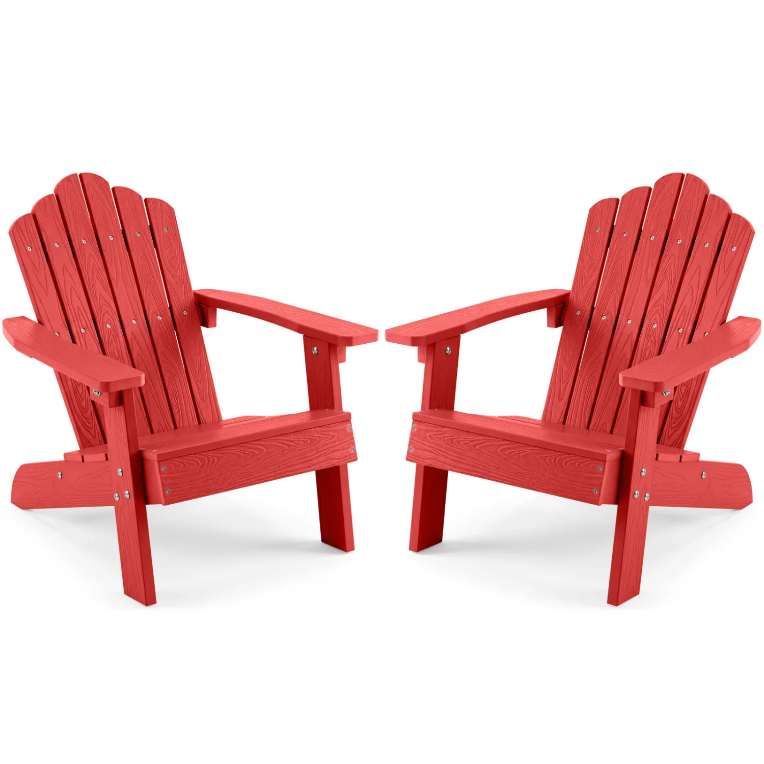 Set of 2 Kids Adirondack Chairs, Outdoor, High Backrest, Red