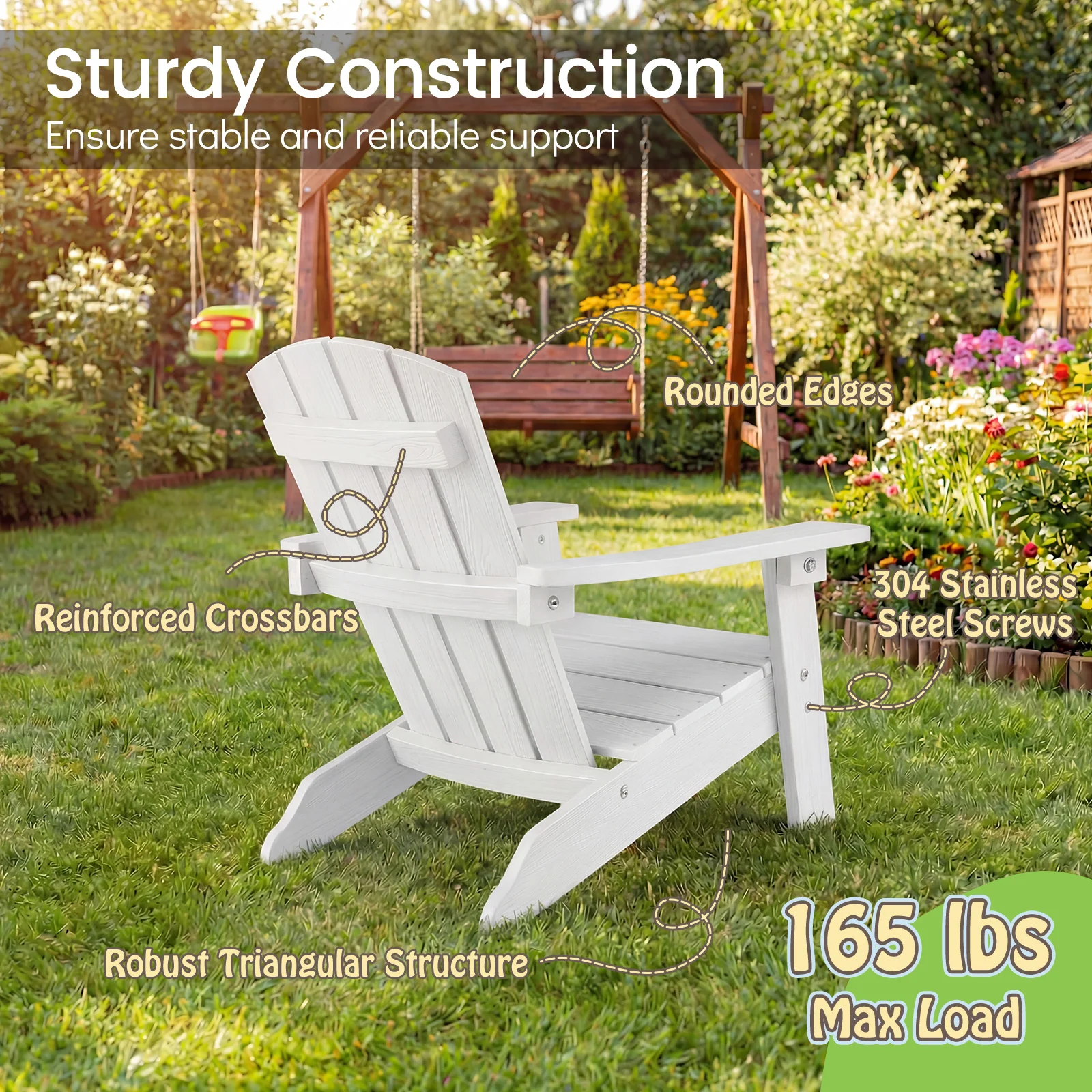 Set Of 2 Kids Adirondack Chairs, High Backrest, White - Image 8