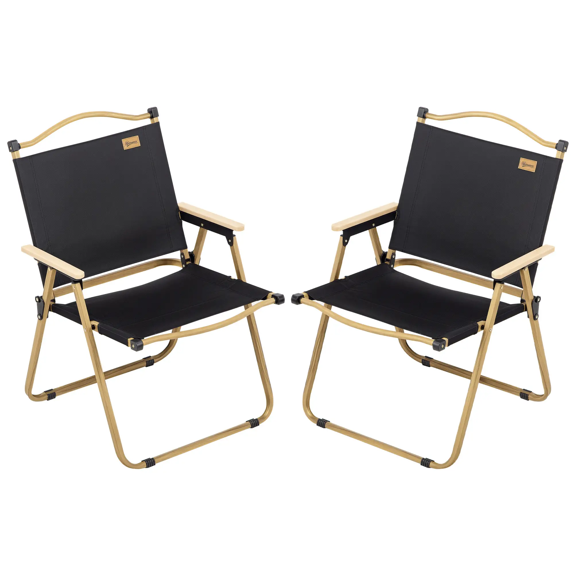 Set of 2 Lightweight Folding Camping Chairs, Portable, Black