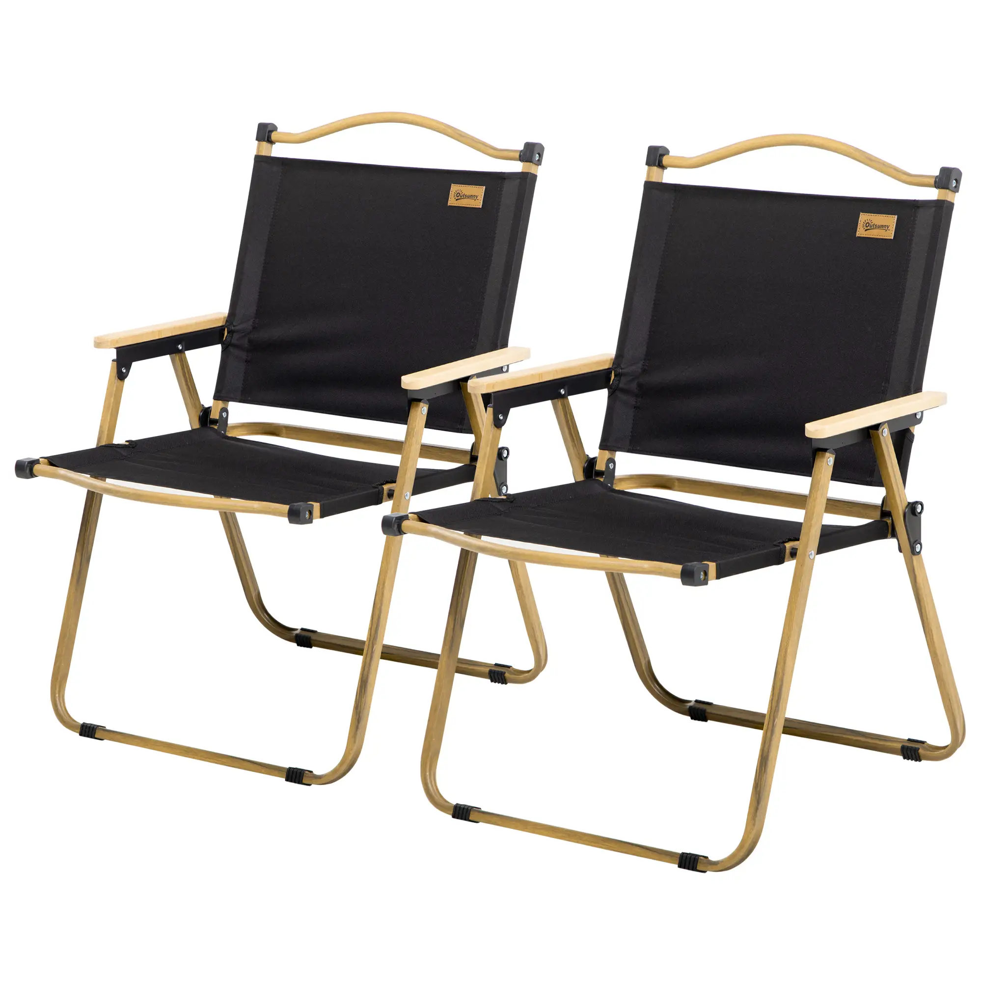 Set of 2 Lightweight Folding Camping Chairs, Portable, Black - Image 11