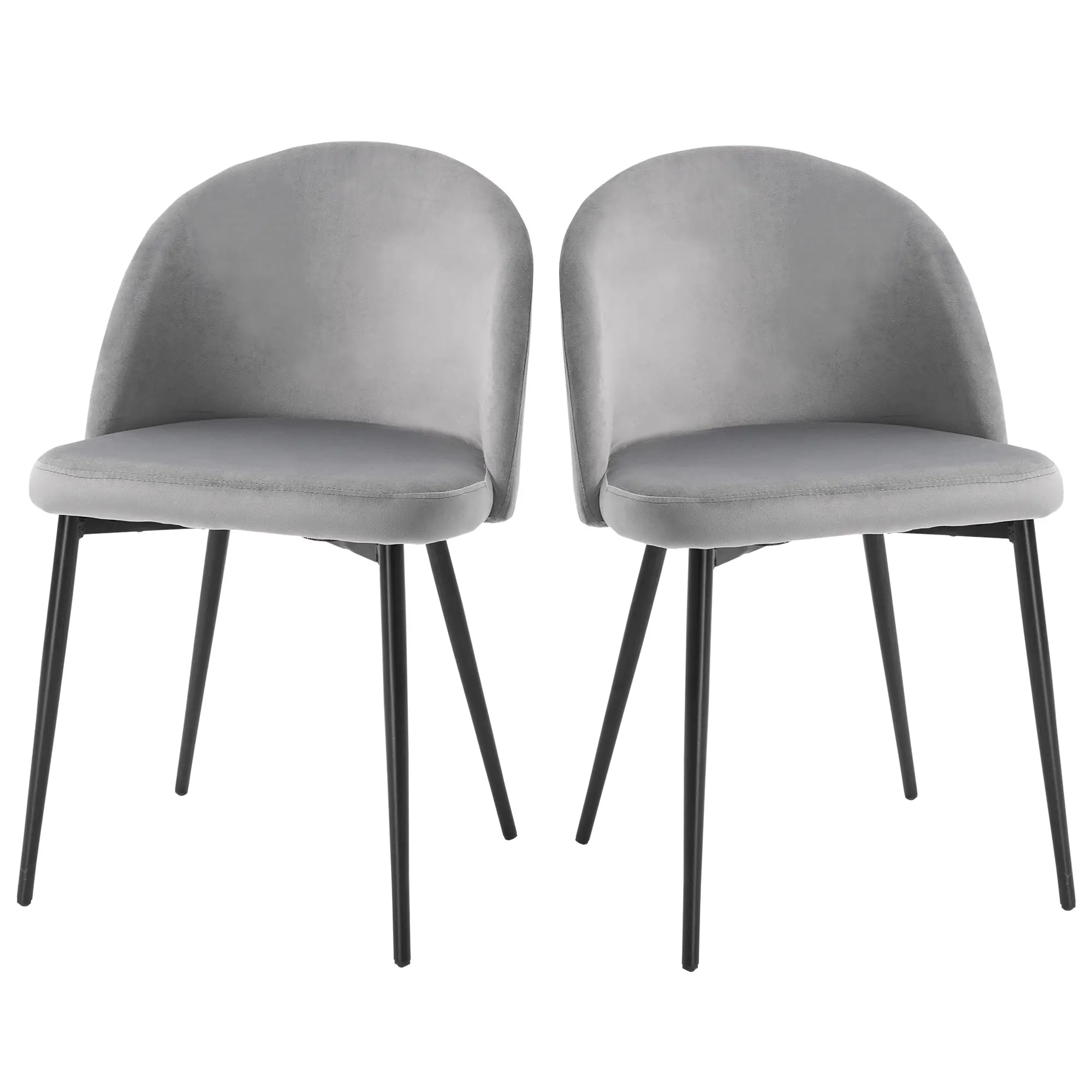 Set of 2 Mid-Back Dining Chairs, Velvet Upholstery, Dark Blue - Image 11