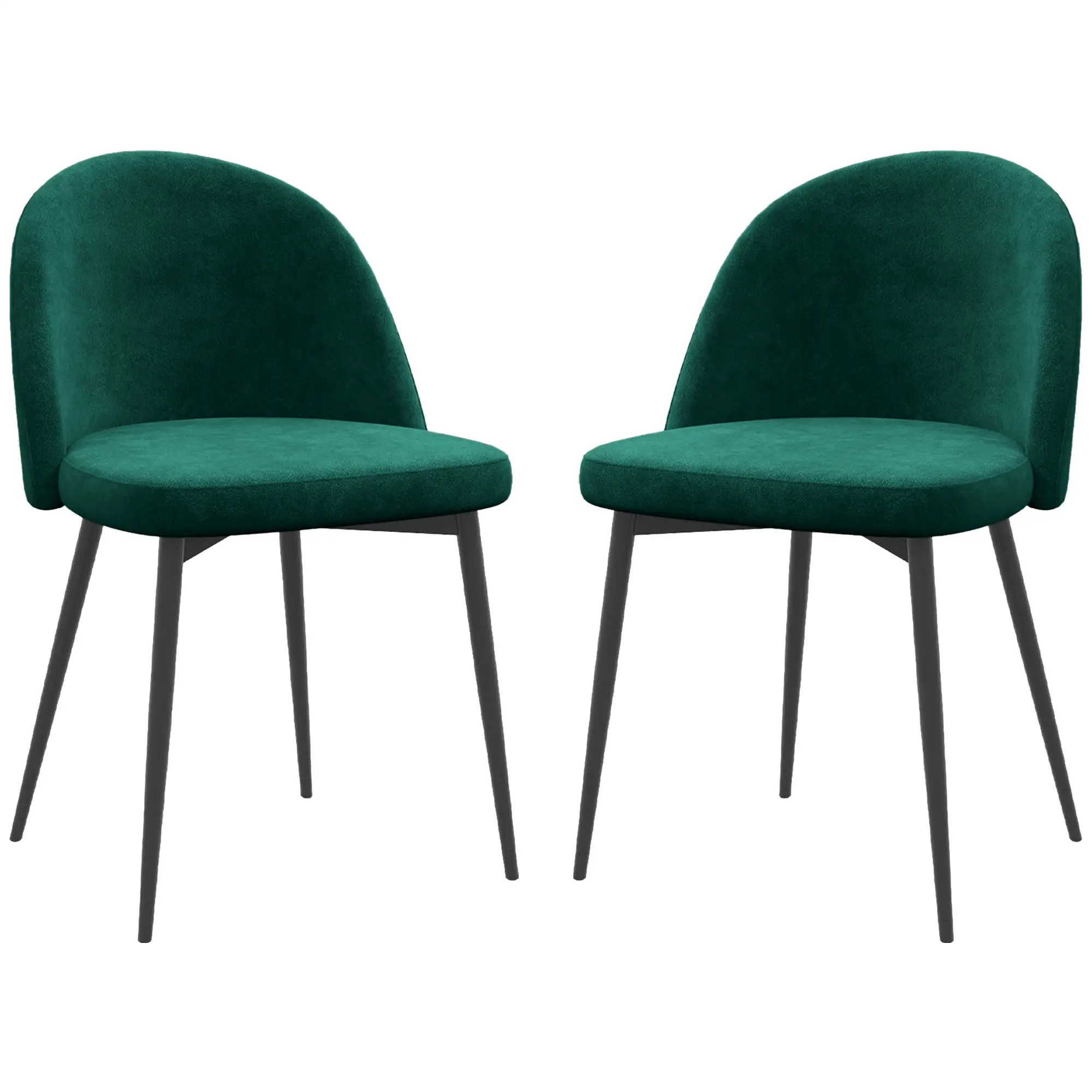 Set of 2 Mid-Back Dining Chairs, Velvet Upholstery, Green - Image 11