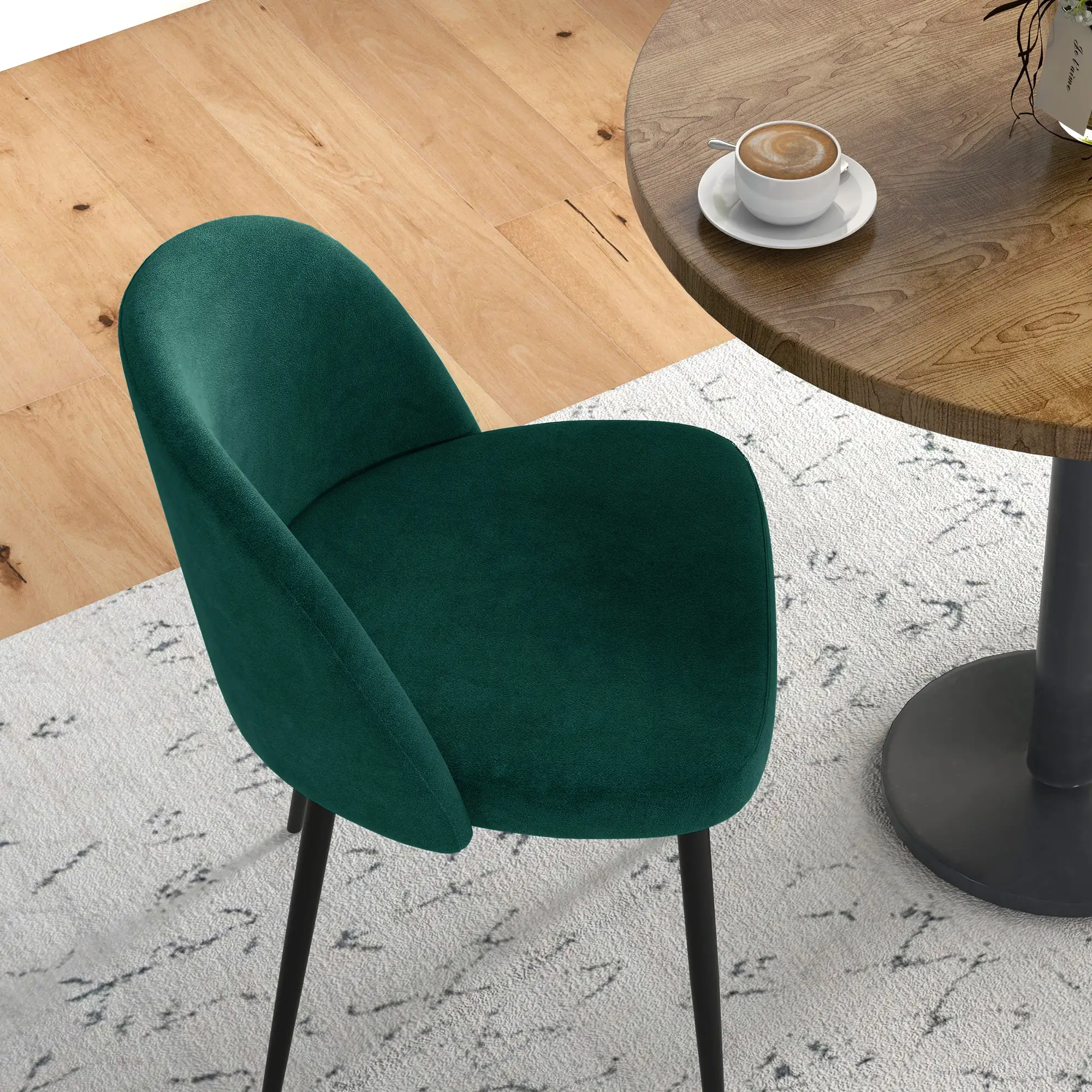 Set of 2 Mid-Back Dining Chairs, Velvet Upholstery, Green - Image 9