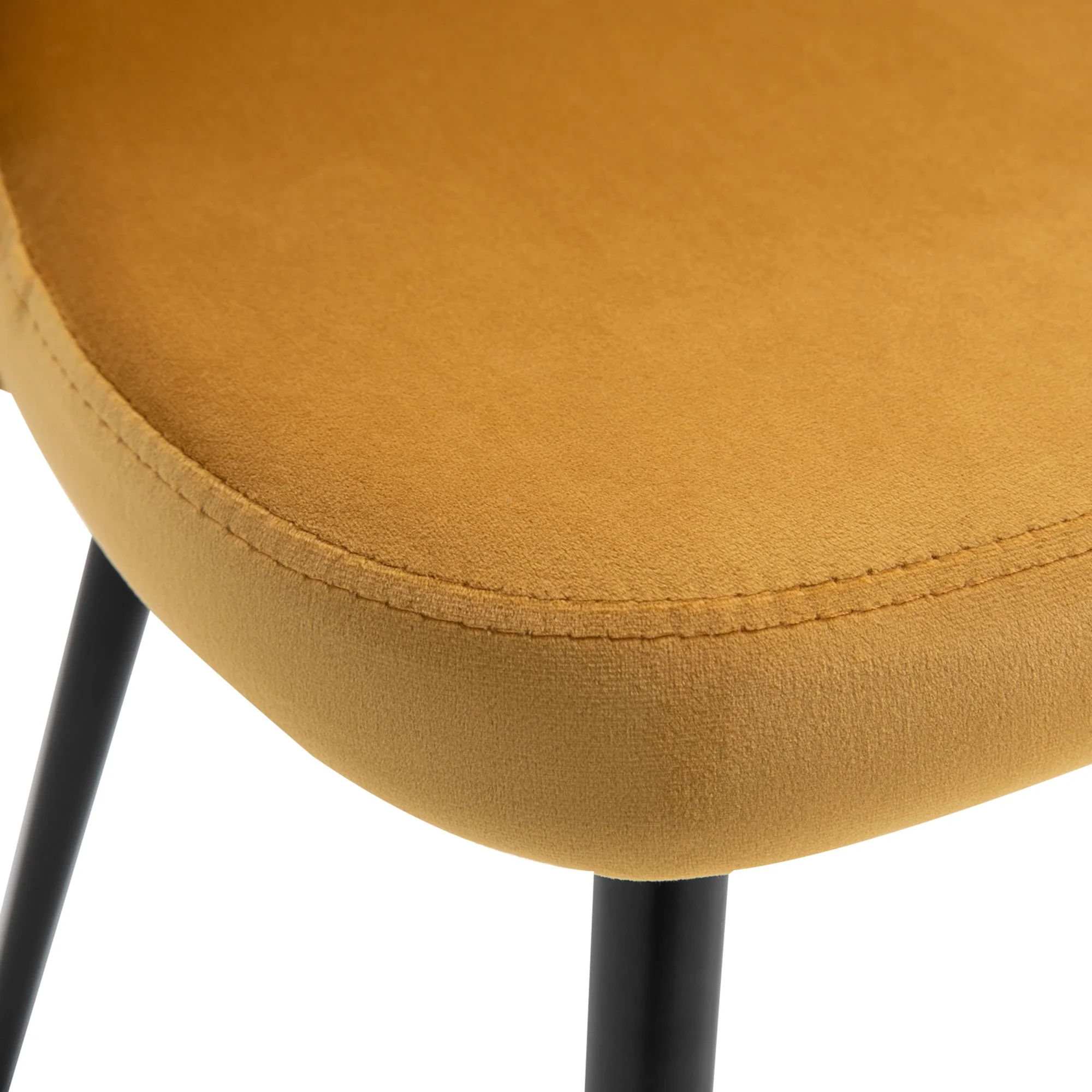 Set of 2 Mid-Back Dining Chairs, Velvet Upholstery, Yellow - Image 10