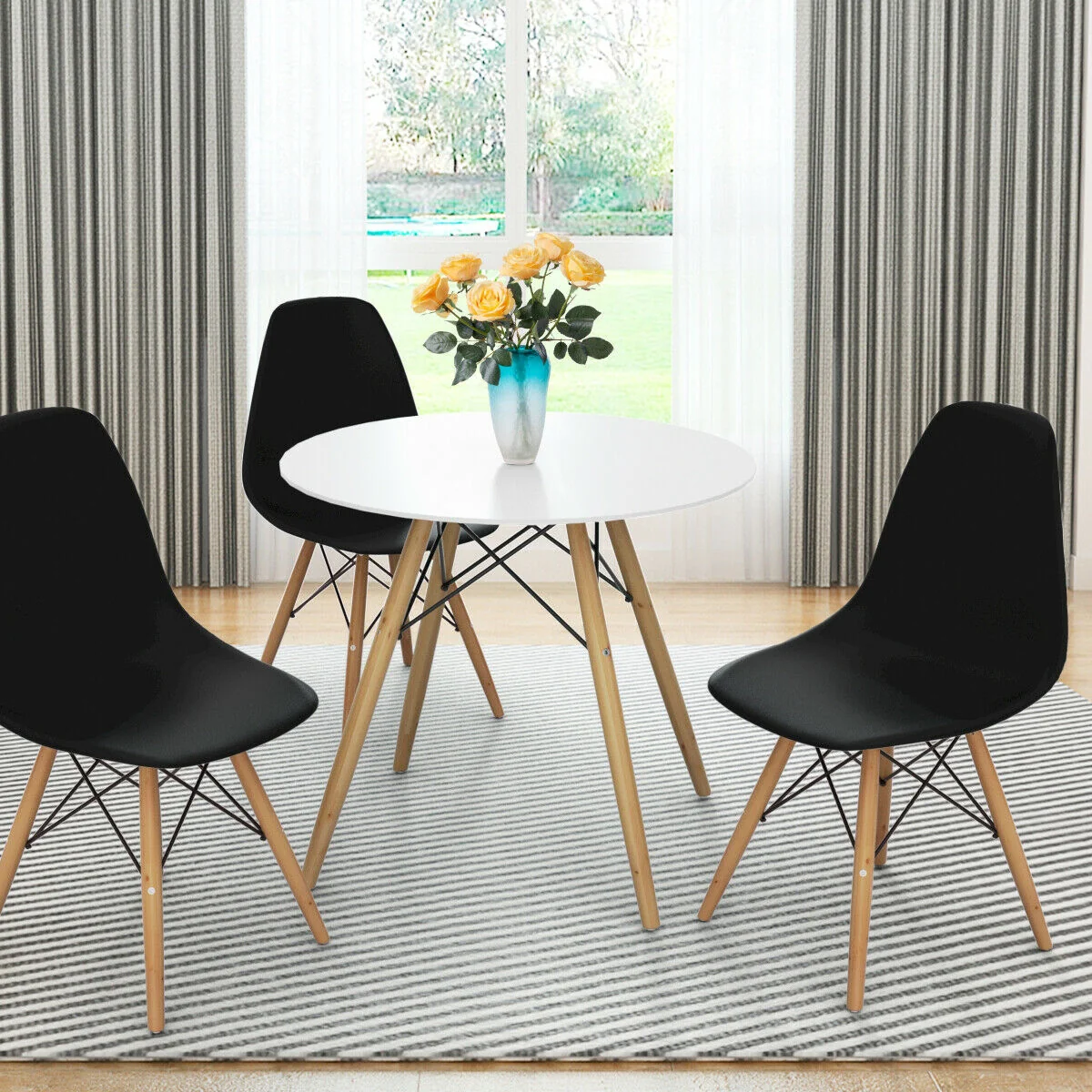 Set Of 2 Mid-Century Modern Dining Side Chairs, Black, Dark - Image 2