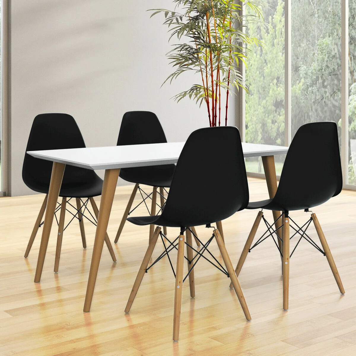 Set Of 2 Mid-Century Modern Dining Side Chairs, Black, Dark - Image 7