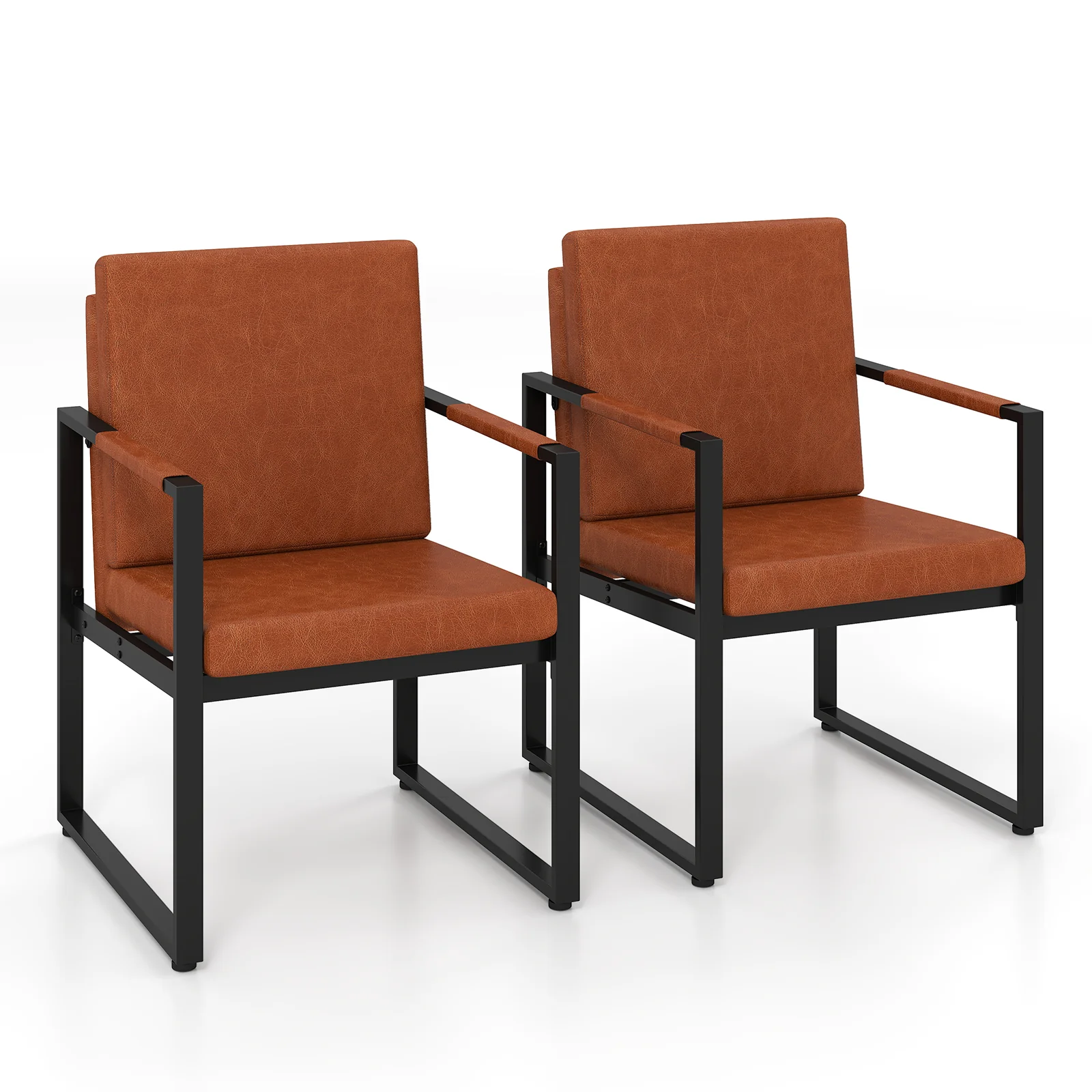 Set Of 2 Mid Century Modern Single Sofa Chairs With Cushions