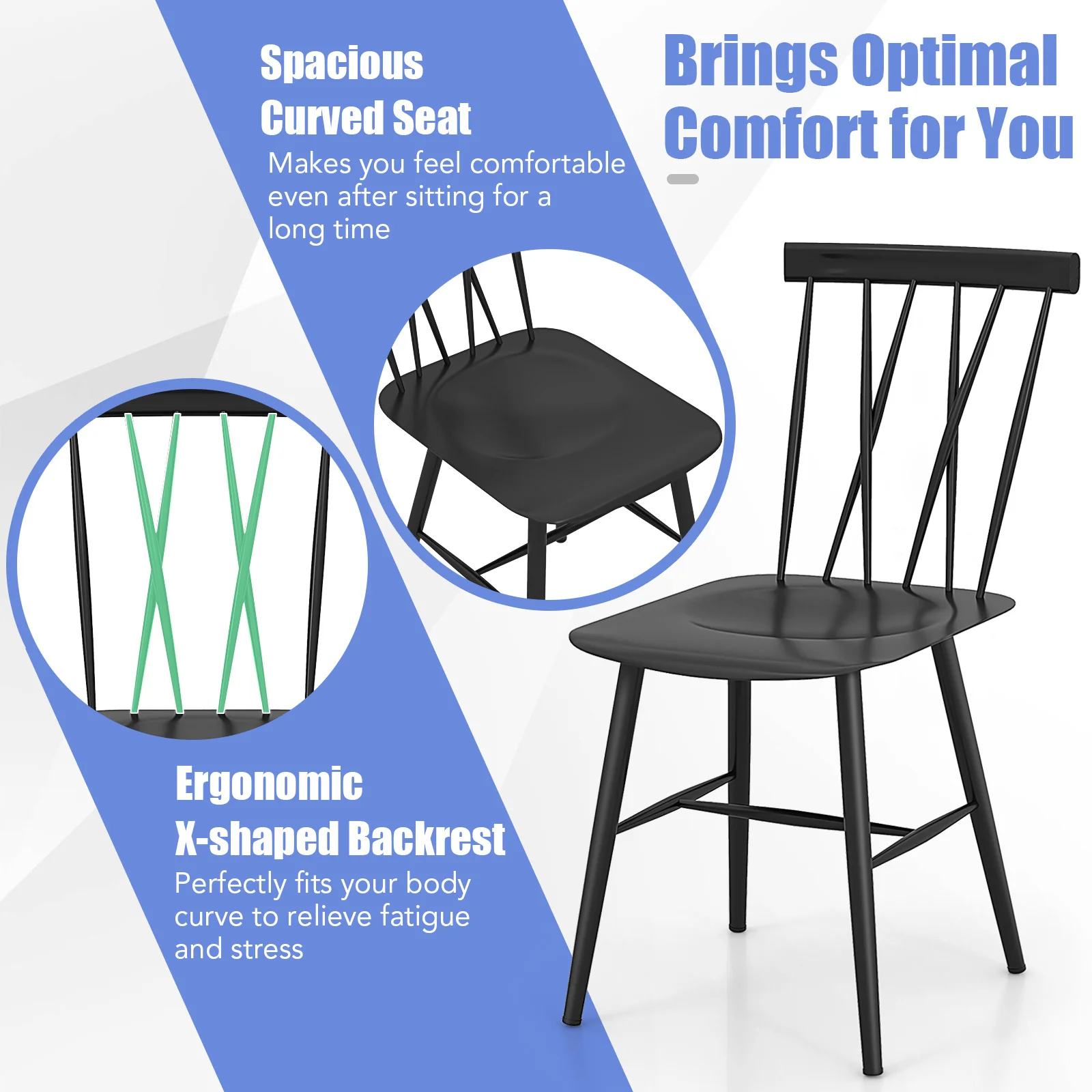 Set Of 2 Modern Dining Chairs, Black - Image 9