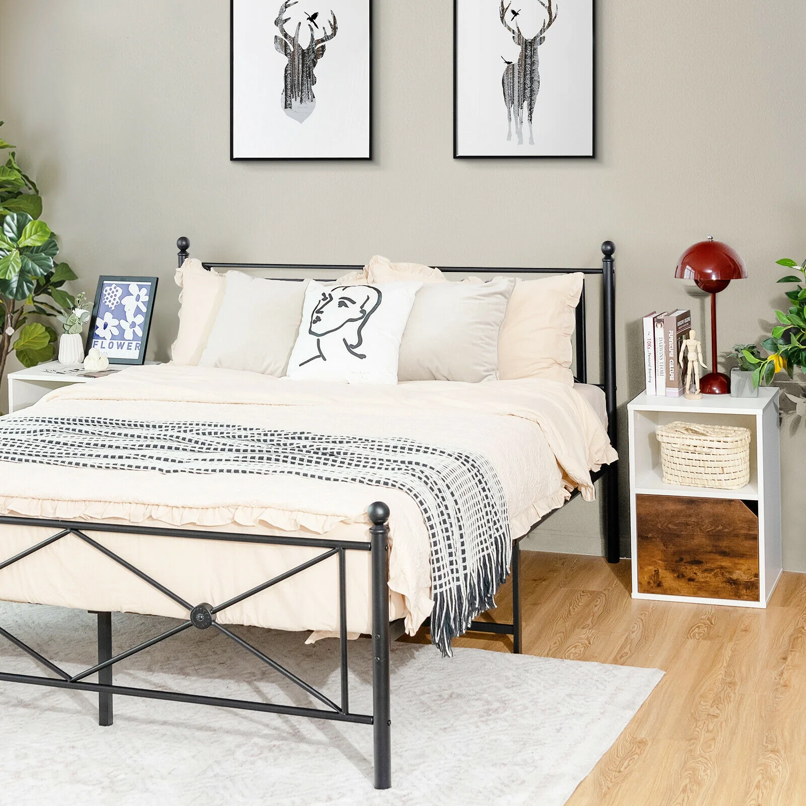 Set of 2 Nightstands, Side End Table for Living Room, White - Image 3
