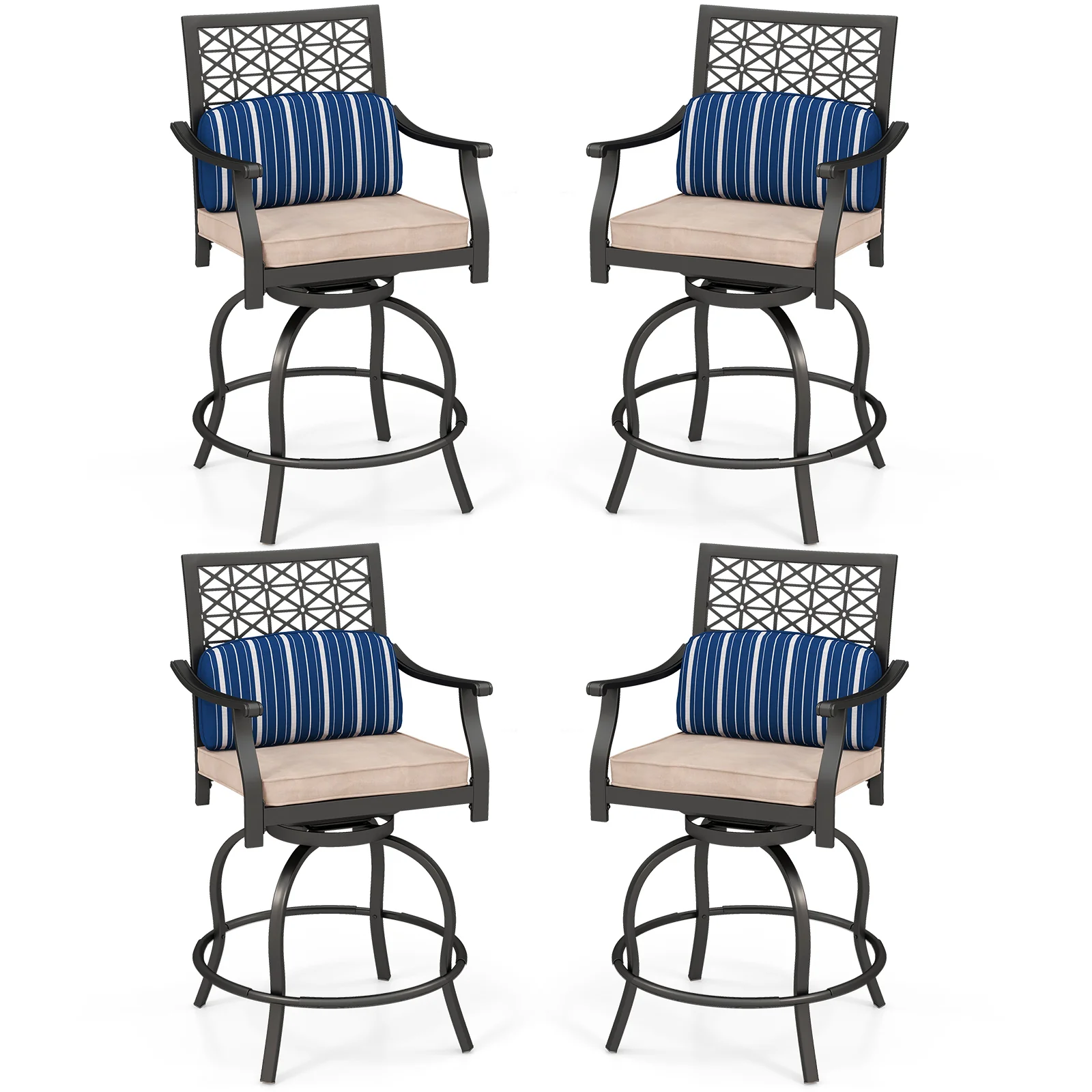 Set of 2 Outdoor Bar Height Chairs, Soft Cushions, Black - Image 5