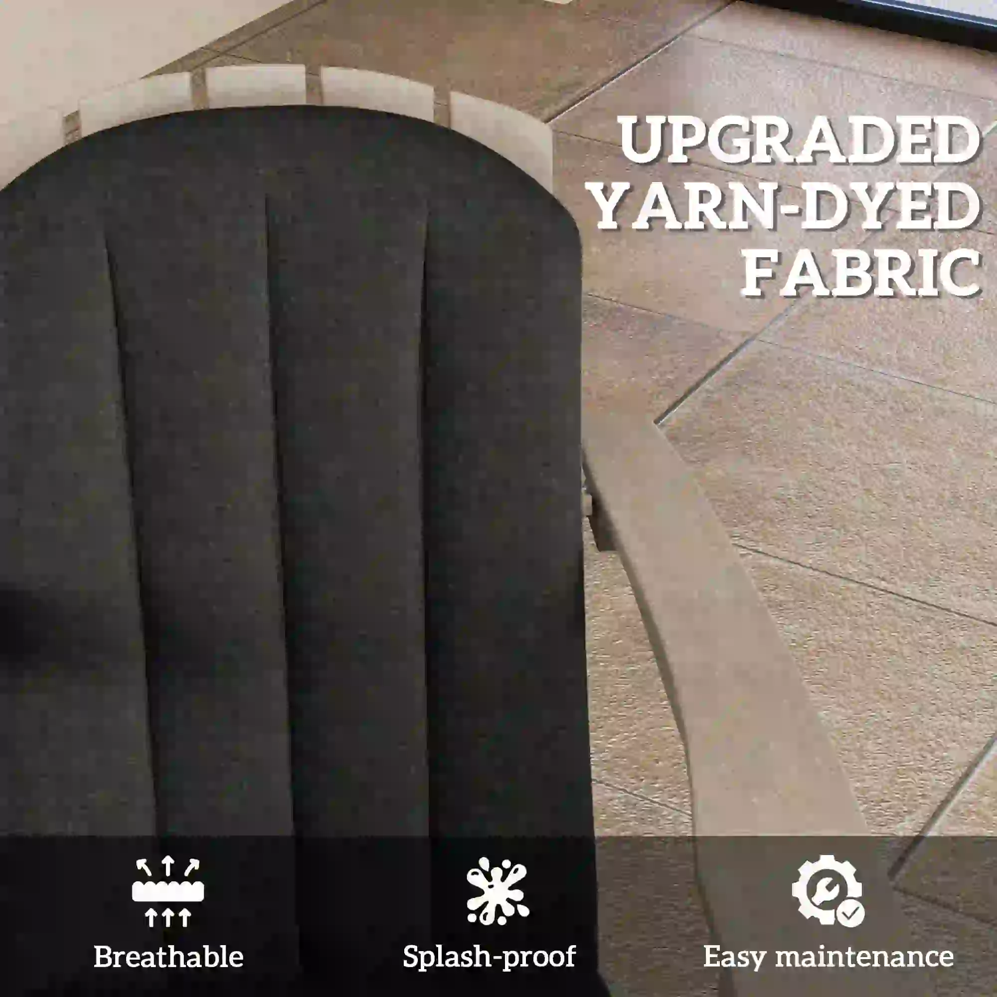 Set Of 2 Patio Chair Cushions, High Back Adirondack, High-Density Foam, Black - Image 5