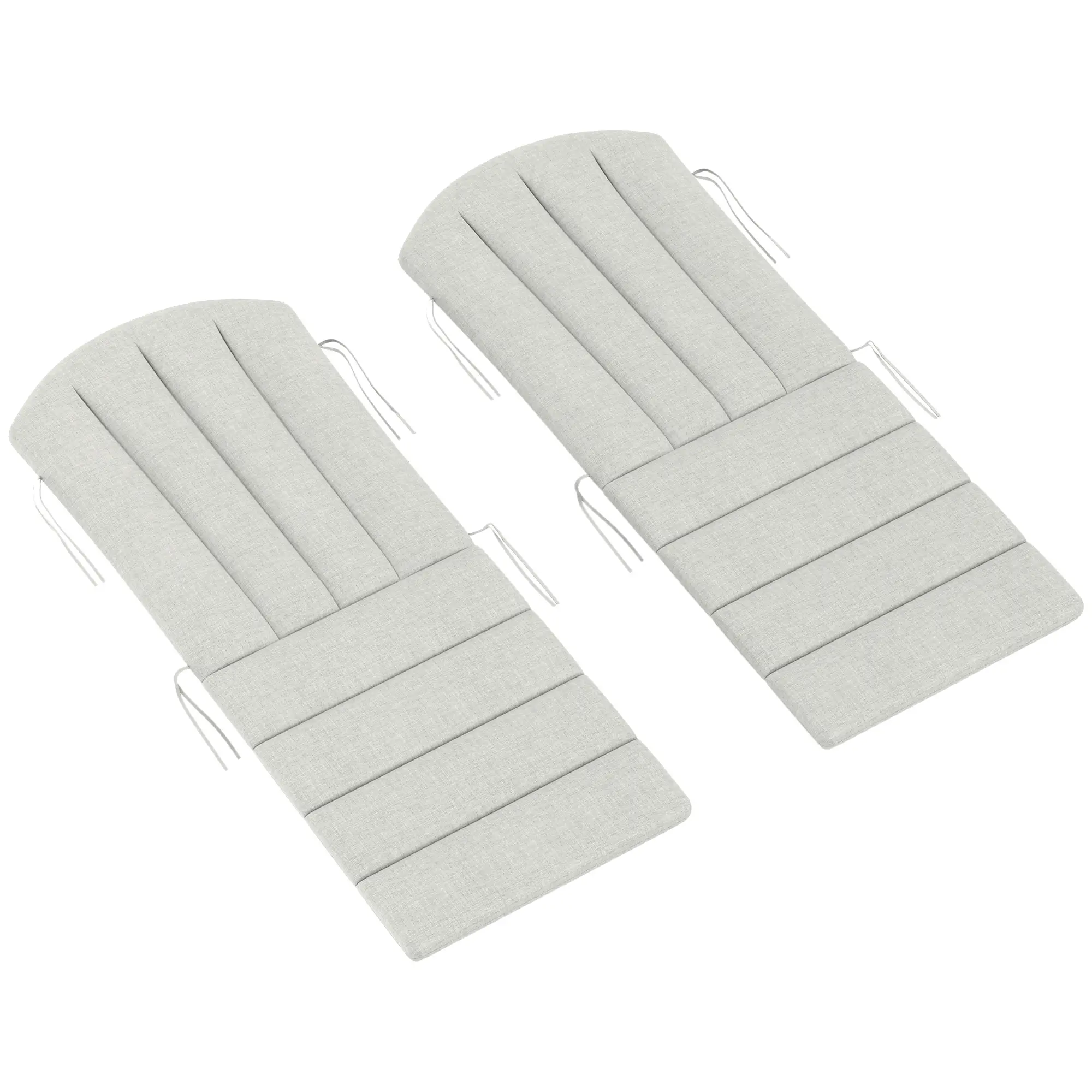 Set of 2 Patio Chair Cushions, High Back, High-Density Foam, Light Grey
