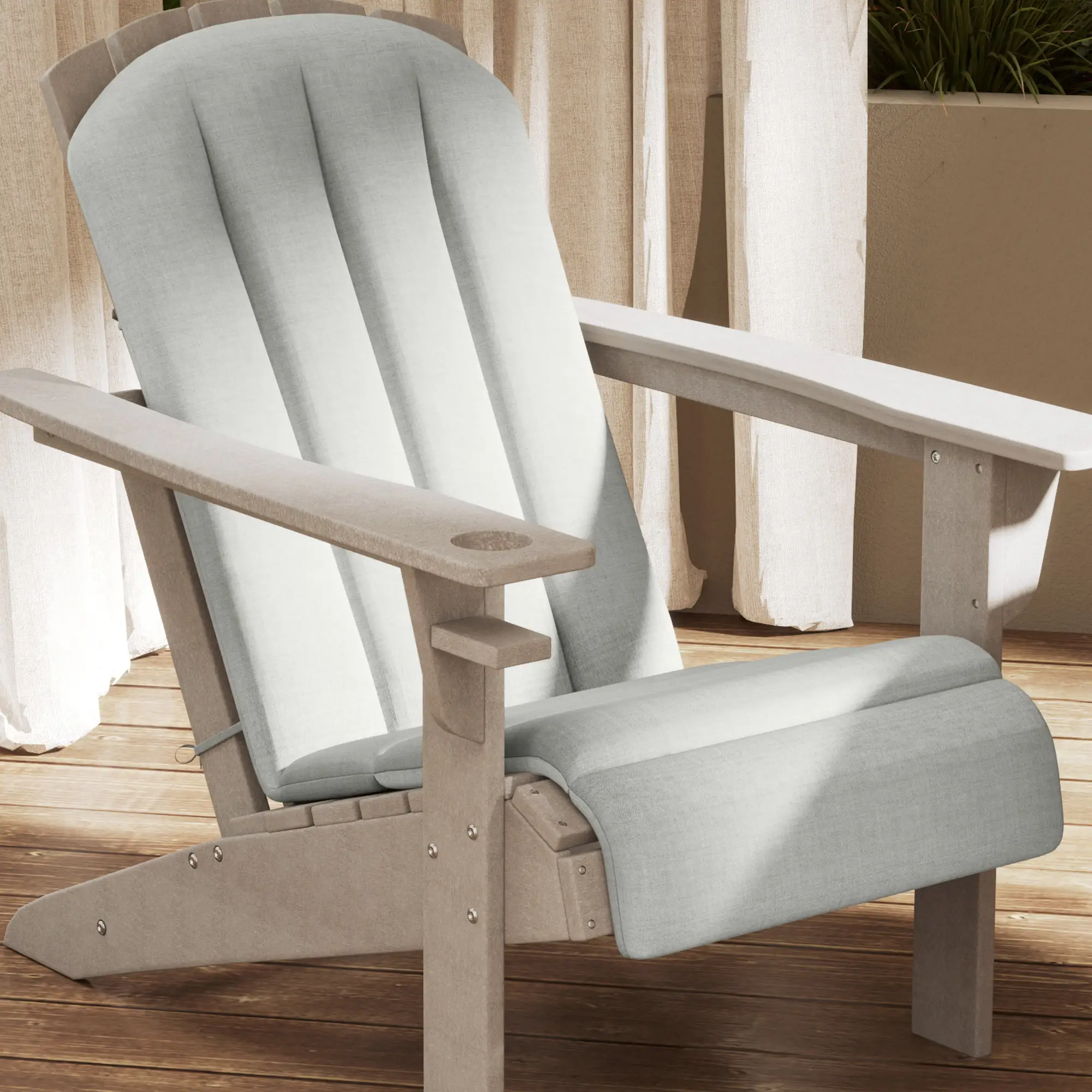 Set of 2 Patio Chair Cushions, High Back, High-Density Foam, Light Grey - Image 10